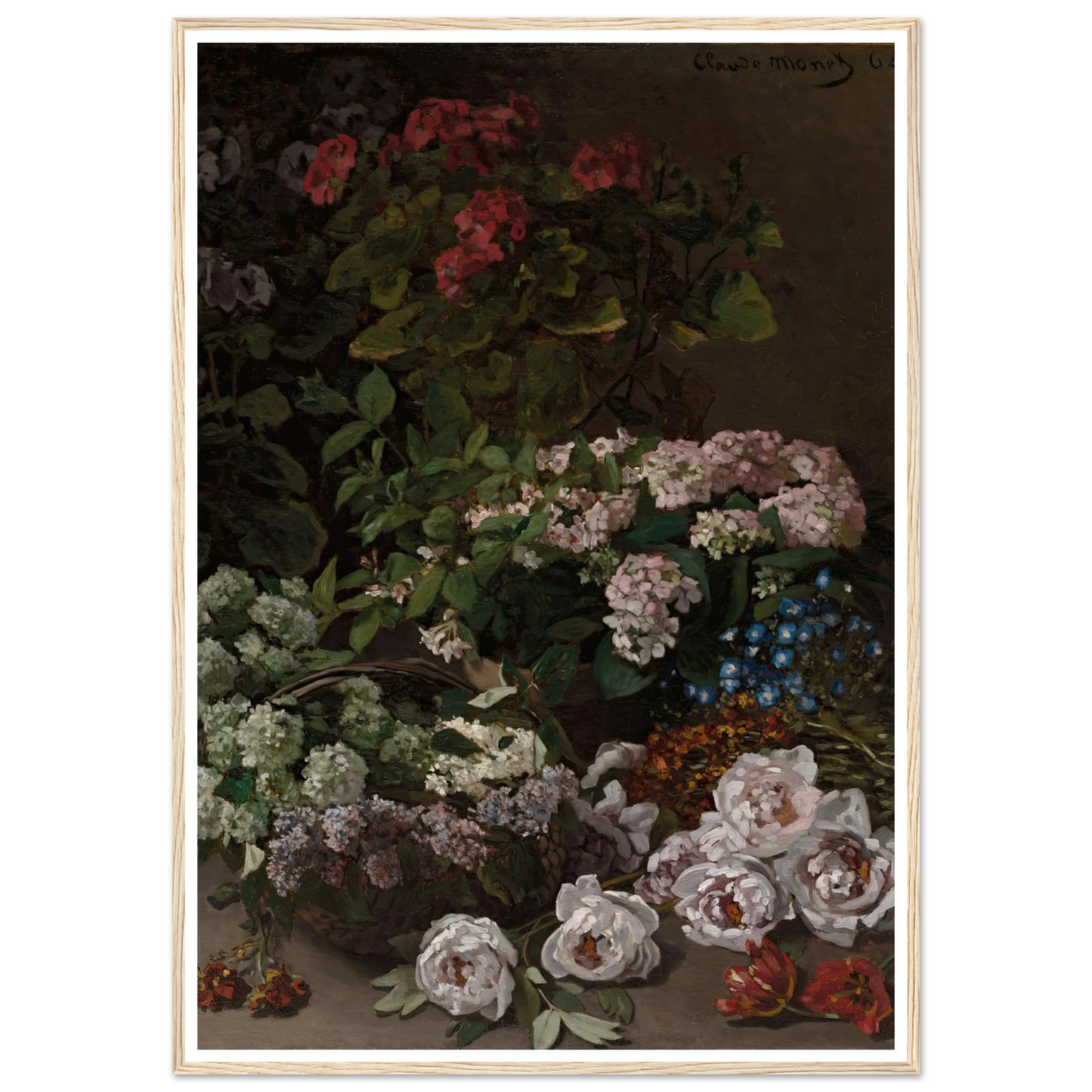 Spring Flowers (1864) Art Print | Claude Monet - Framed Poster - 30x40 cm / 12x16″ - Black frame