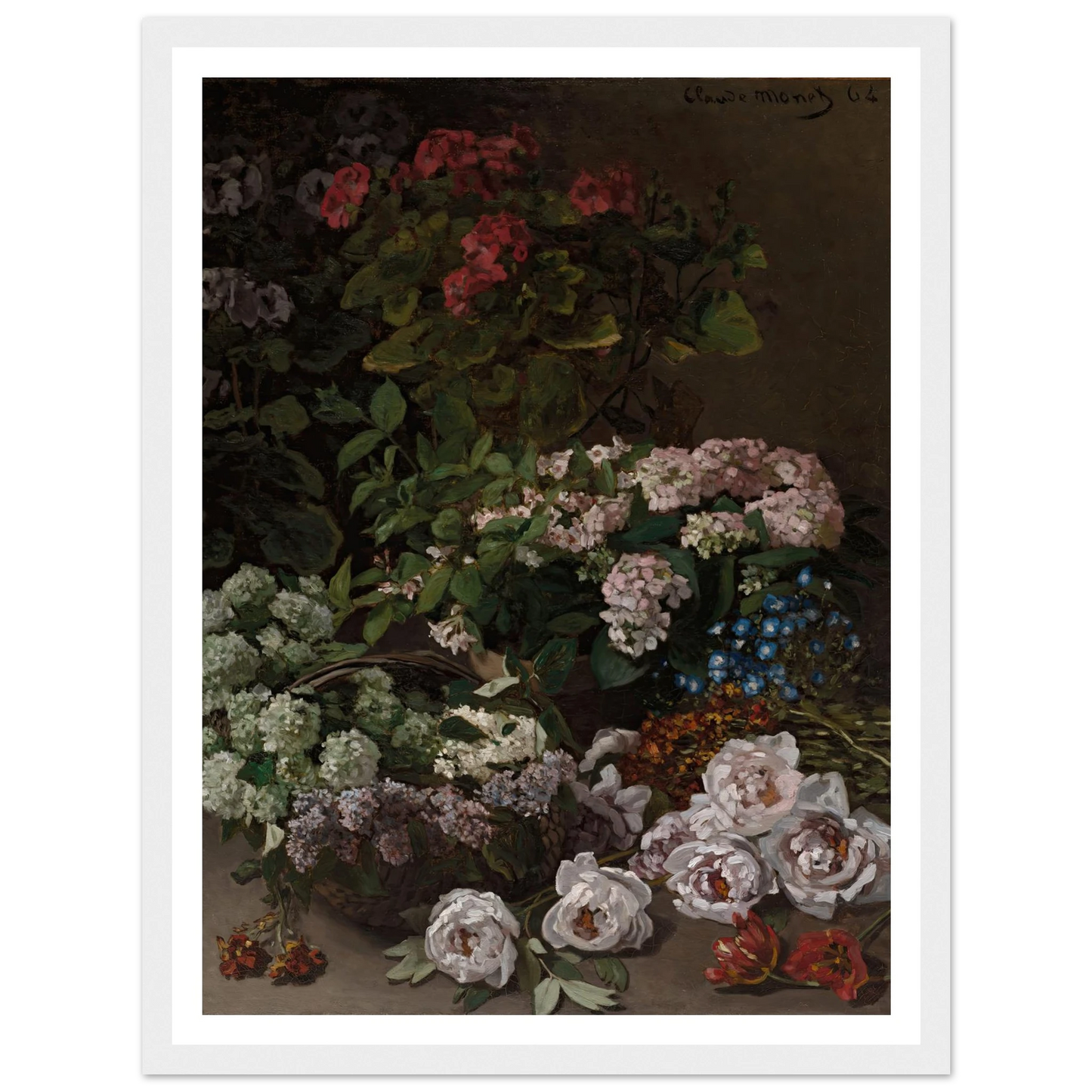 Spring Flowers (1864) Art Print | Claude Monet - Framed Poster - 30x40 cm / 12x16″ - Black frame