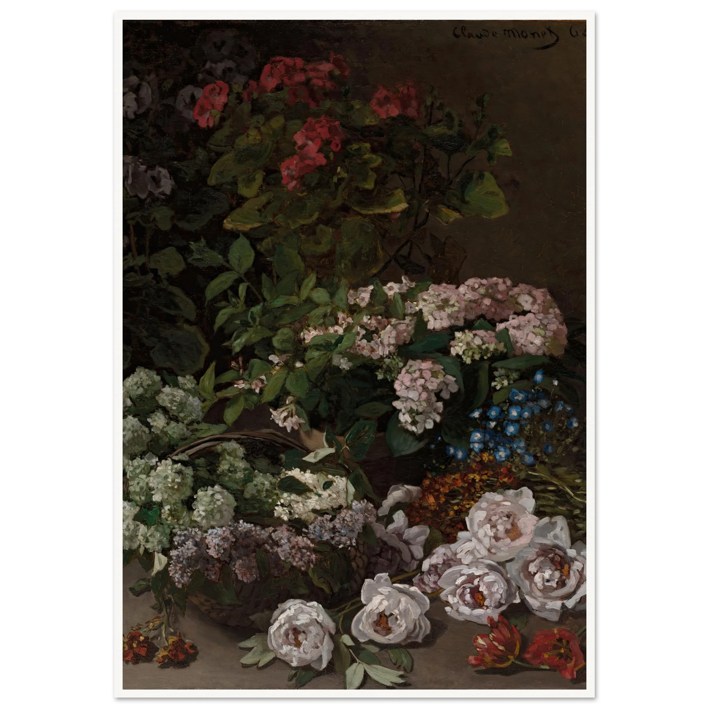 Spring Flowers (1864) Art Print | Claude Monet - Framed Poster - 30x40 cm / 12x16″ - Black frame