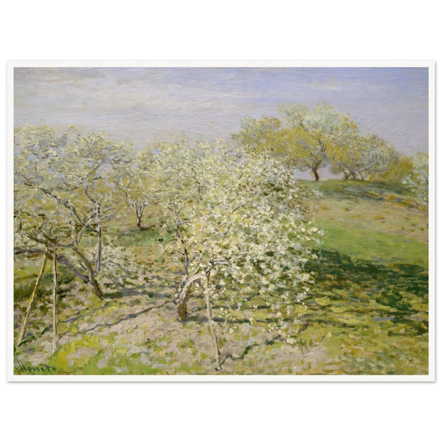Spring (Fruit Trees in Bloom) (1873) Art Print | Claude Monet - Framed Poster - 30x40 cm / 12x16″ - Black frame
