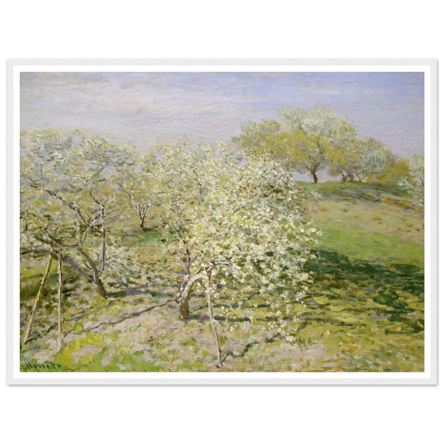 Spring (Fruit Trees in Bloom) (1873) Art Print | Claude Monet - Framed Poster - 30x40 cm / 12x16″ - Black frame