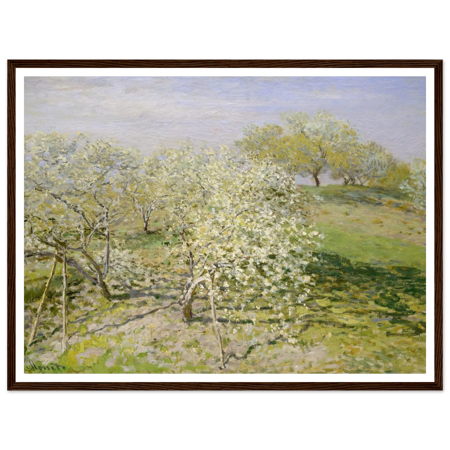 Spring (Fruit Trees in Bloom) (1873) Art Print | Claude Monet - Framed Poster - 30x40 cm / 12x16″ - Black frame