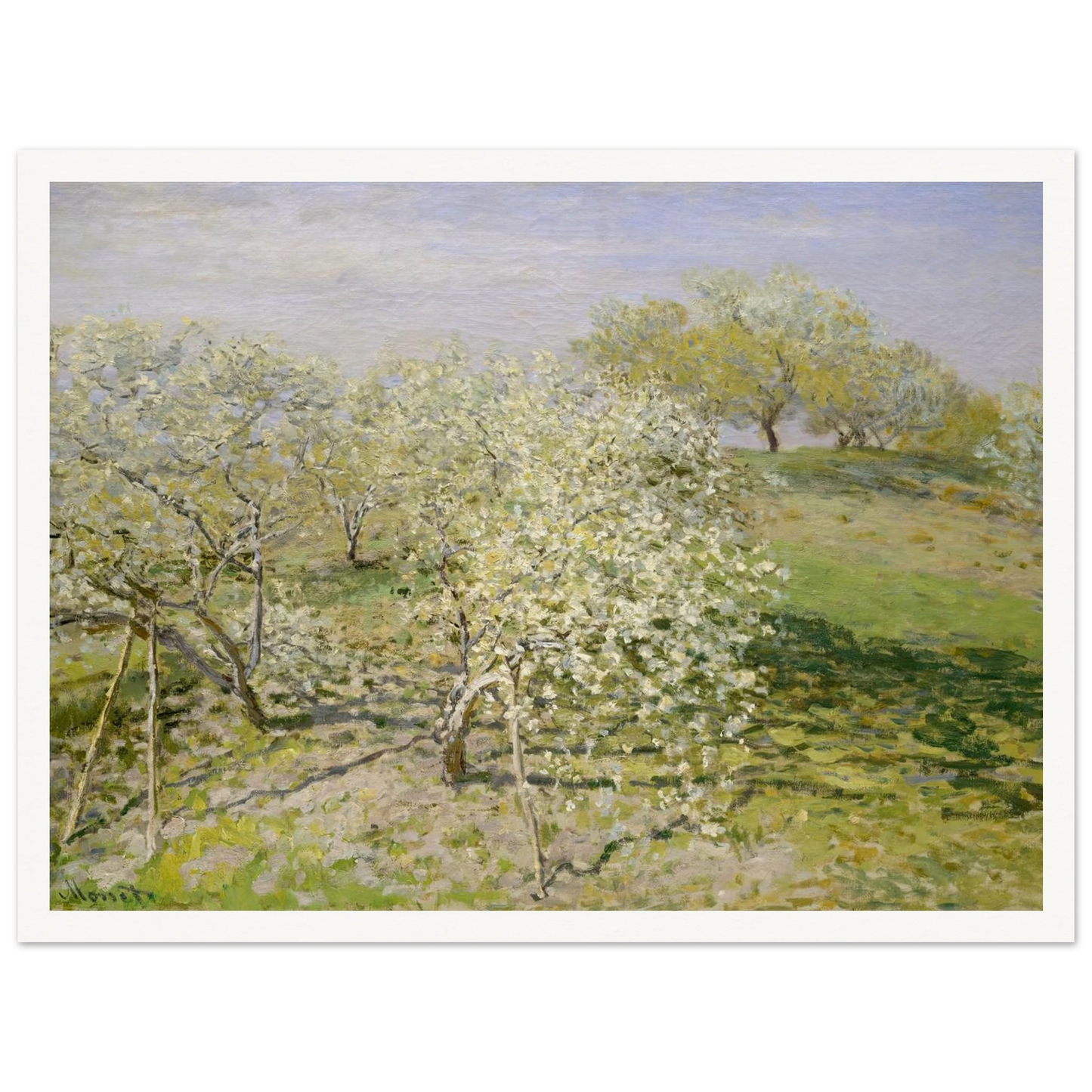 Spring (Fruit Trees in Bloom) (1873) Art Print | Claude Monet - Framed Poster - 30x40 cm / 12x16″ - Black frame
