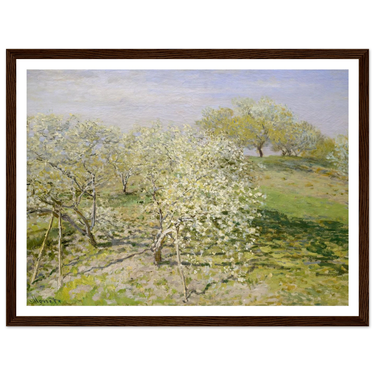 Spring (Fruit Trees in Bloom) (1873) Art Print | Claude Monet - Framed Poster - 30x40 cm / 12x16″ - Black frame