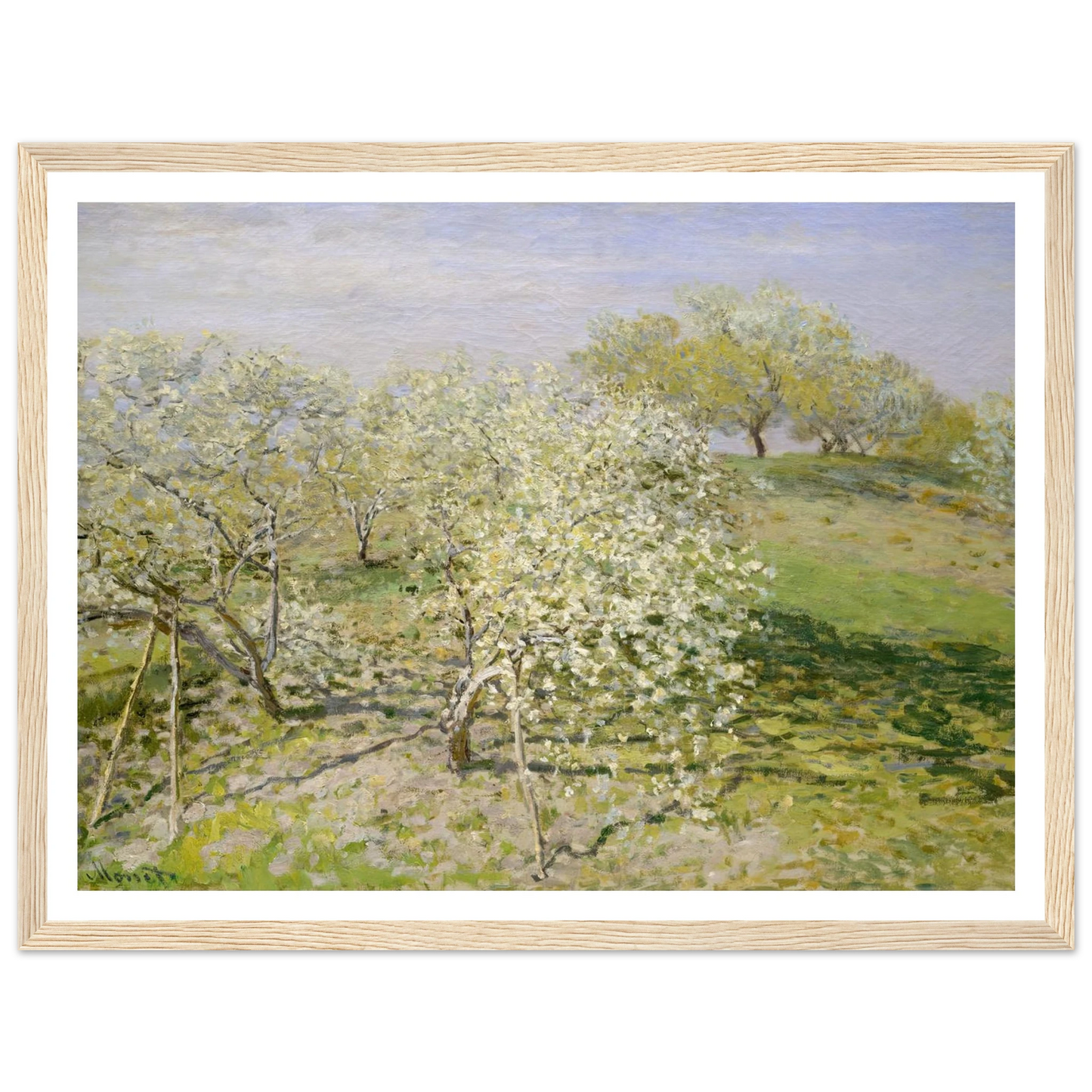 Spring (Fruit Trees in Bloom) (1873) Art Print | Claude Monet - Framed Poster - 30x40 cm / 12x16″ - Black frame