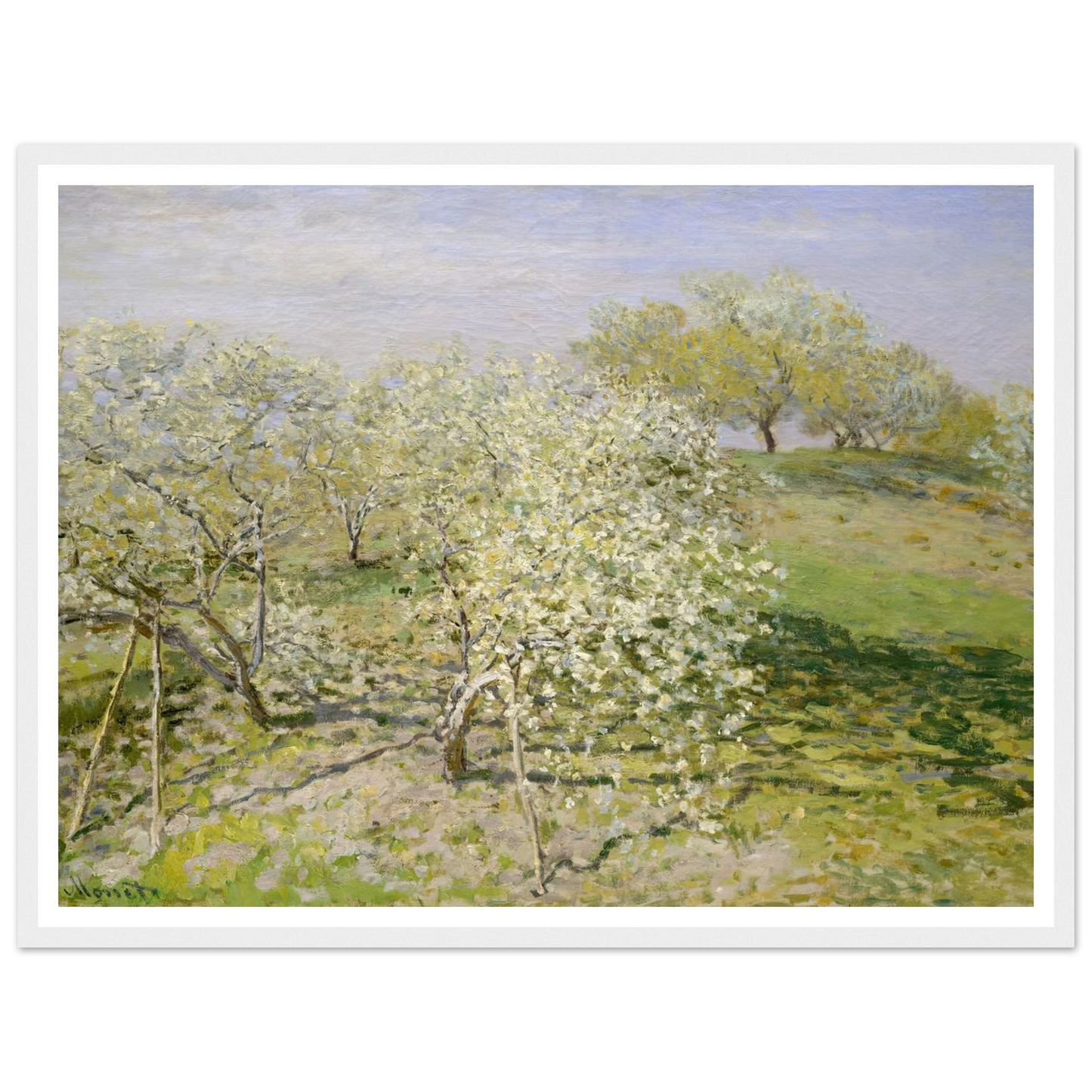 Spring (Fruit Trees in Bloom) (1873) Art Print | Claude Monet - Framed Poster - 30x40 cm / 12x16″ - Black frame