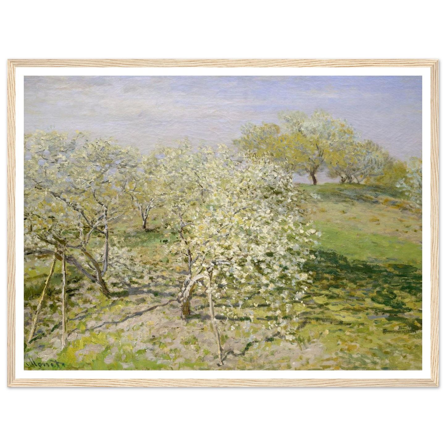 Spring (Fruit Trees in Bloom) (1873) Art Print | Claude Monet - Framed Poster - 30x40 cm / 12x16″ - Black frame