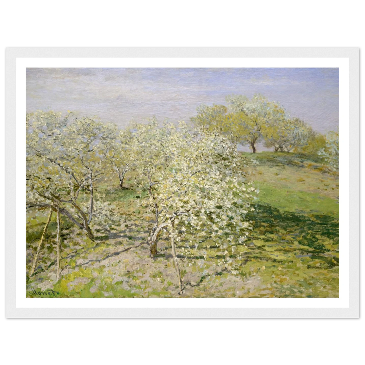 Spring (Fruit Trees in Bloom) (1873) Art Print | Claude Monet - Framed Poster - 30x40 cm / 12x16″ - Black frame