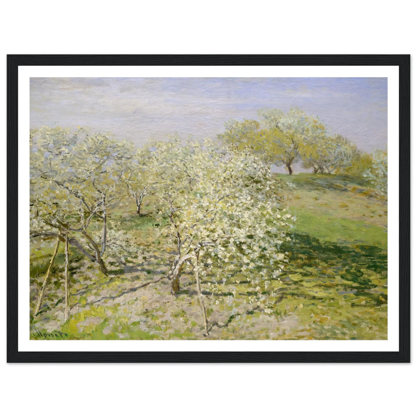 Spring (Fruit Trees in Bloom) (1873) Art Print | Claude Monet - Framed Poster - 30x40 cm / 12x16″ - Black frame