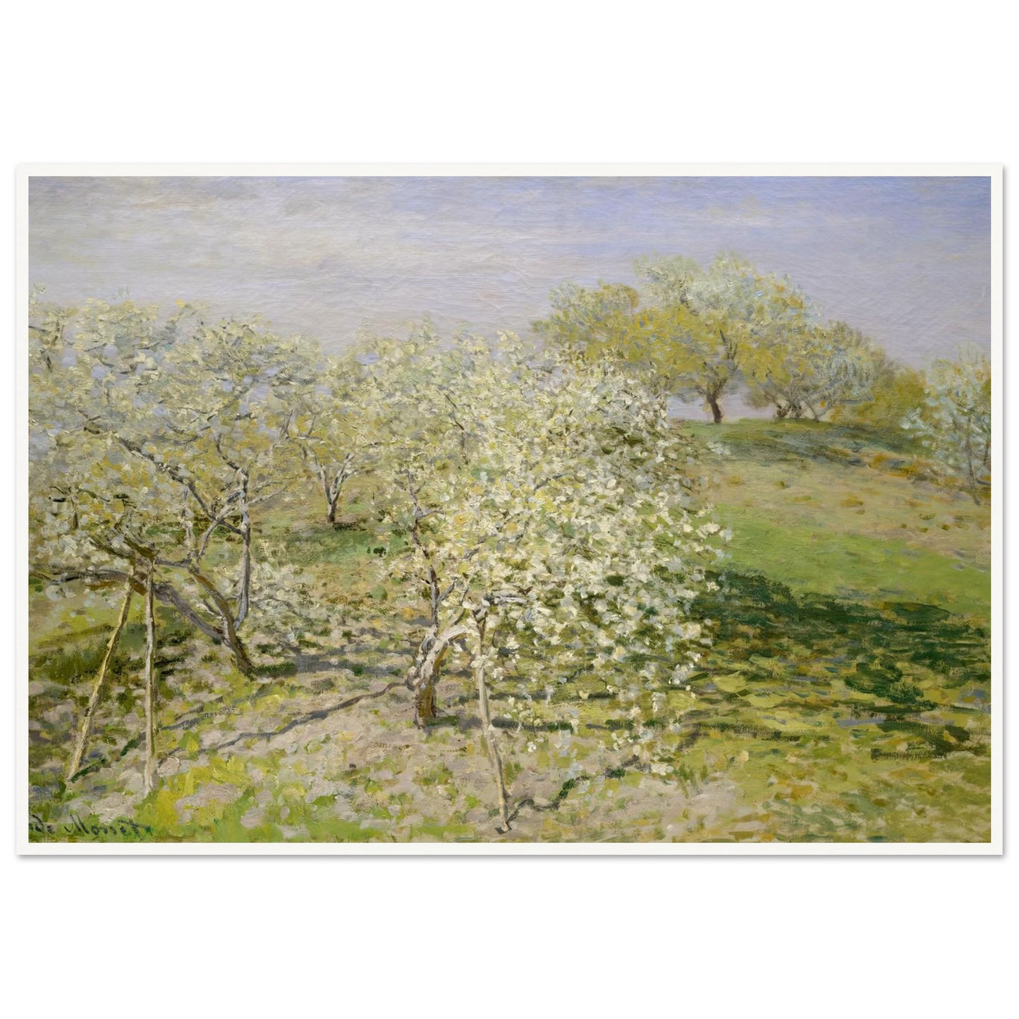 Spring (Fruit Trees in Bloom) (1873) Art Print | Claude Monet - Framed Poster - 30x40 cm / 12x16″ - Black frame