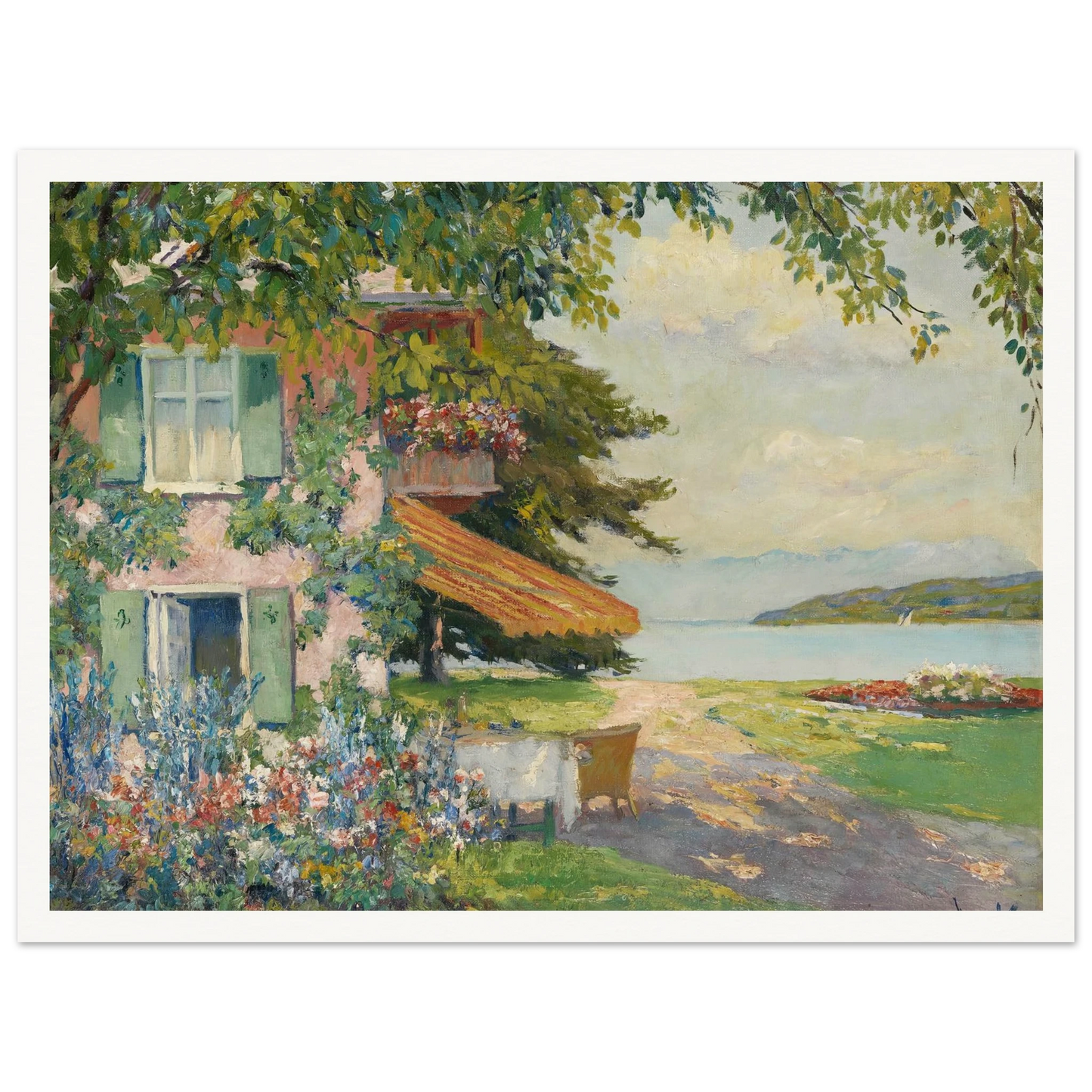 Spring Garden in Starnberg (1920) Art Print | Edward Cucuel - Framed Poster - 30x40 cm / 12x16″ - Black frame