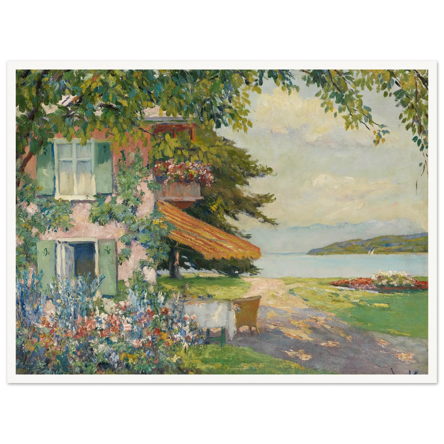 Spring Garden in Starnberg (1920) Art Print | Edward Cucuel - Framed Poster - 30x40 cm / 12x16″ - Black frame