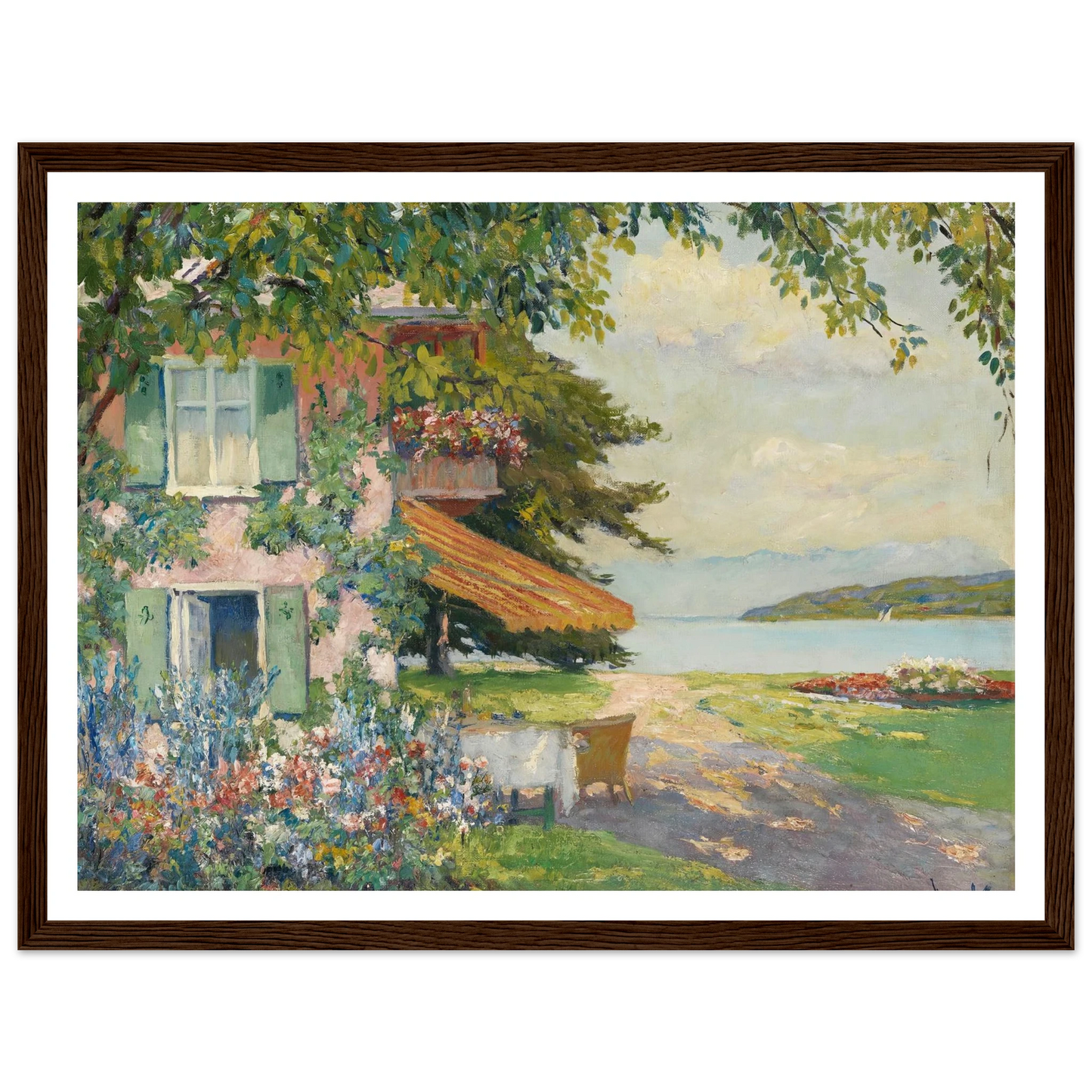 Spring Garden in Starnberg (1920) Art Print | Edward Cucuel - Framed Poster - 30x40 cm / 12x16″ - Black frame