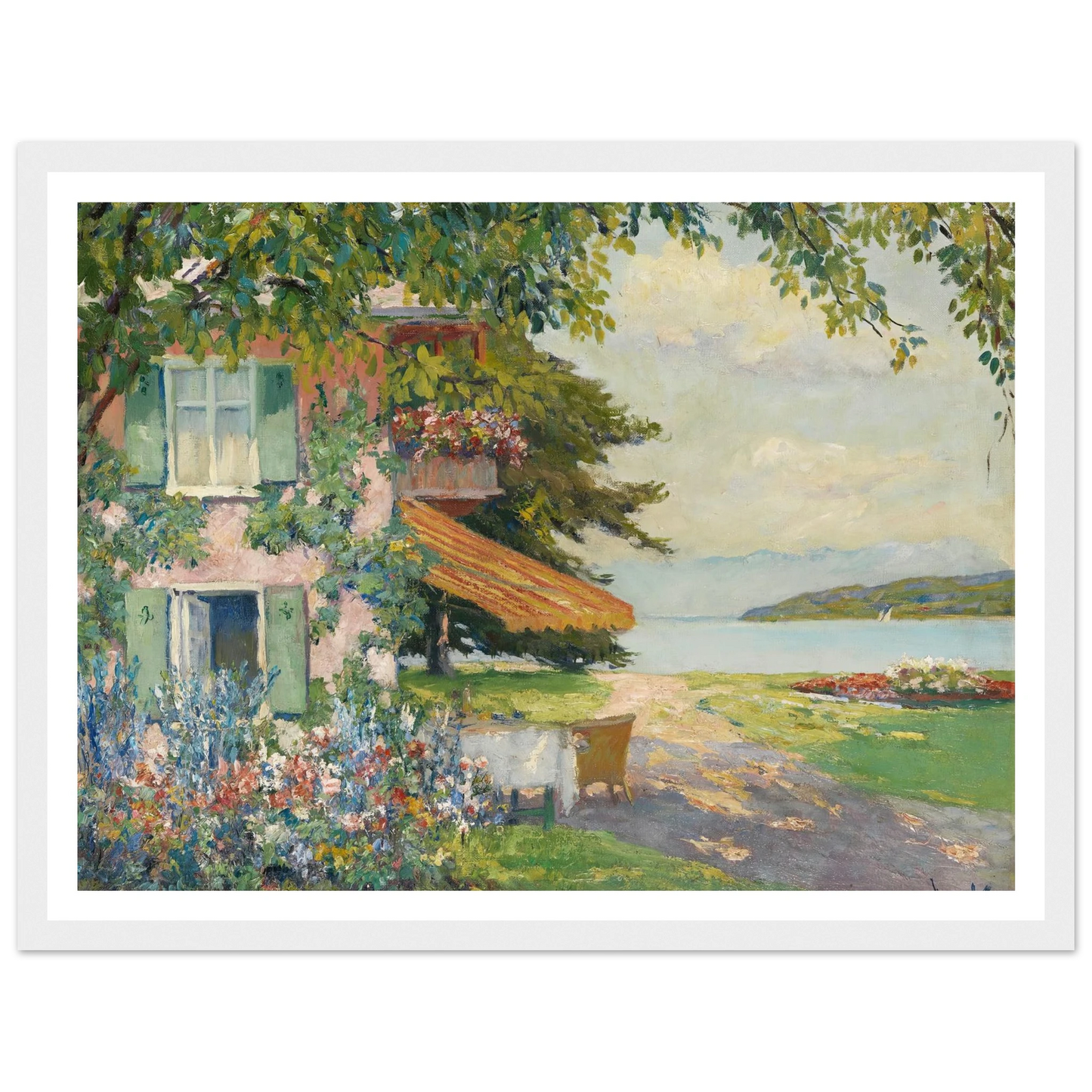 Spring Garden in Starnberg (1920) Art Print | Edward Cucuel - Framed Poster - 30x40 cm / 12x16″ - Black frame