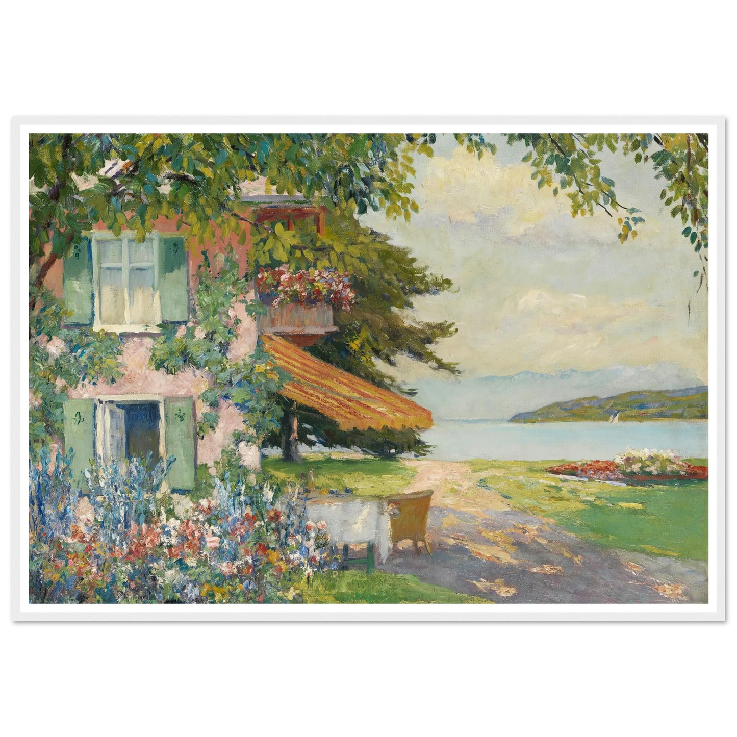 Spring Garden in Starnberg (1920) Art Print | Edward Cucuel - Framed Poster - 30x40 cm / 12x16″ - Black frame
