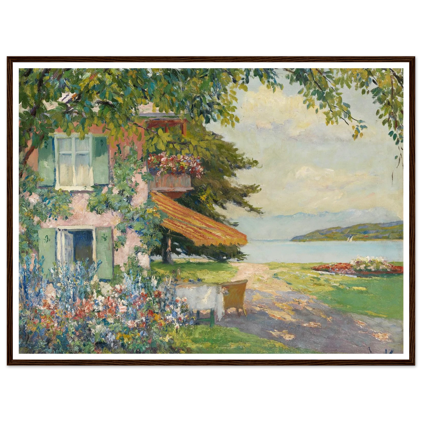 Spring Garden in Starnberg (1920) Art Print | Edward Cucuel - Framed Poster - 30x40 cm / 12x16″ - Black frame