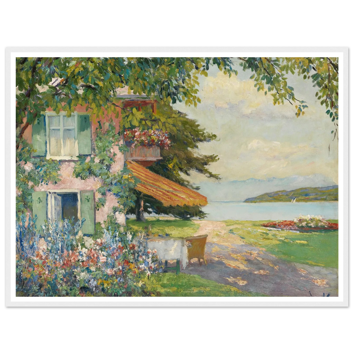 Spring Garden in Starnberg (1920) Art Print | Edward Cucuel - Framed Poster - 30x40 cm / 12x16″ - Black frame