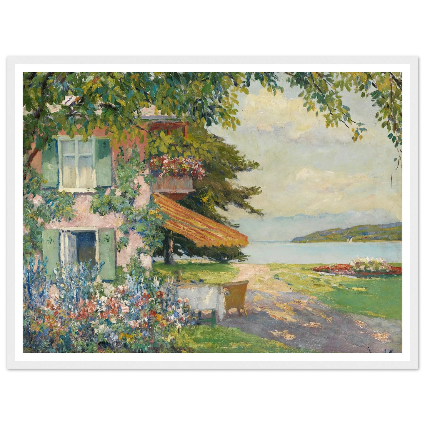Spring Garden in Starnberg (1920) Art Print | Edward Cucuel - Framed Poster - 30x40 cm / 12x16″ - Black frame