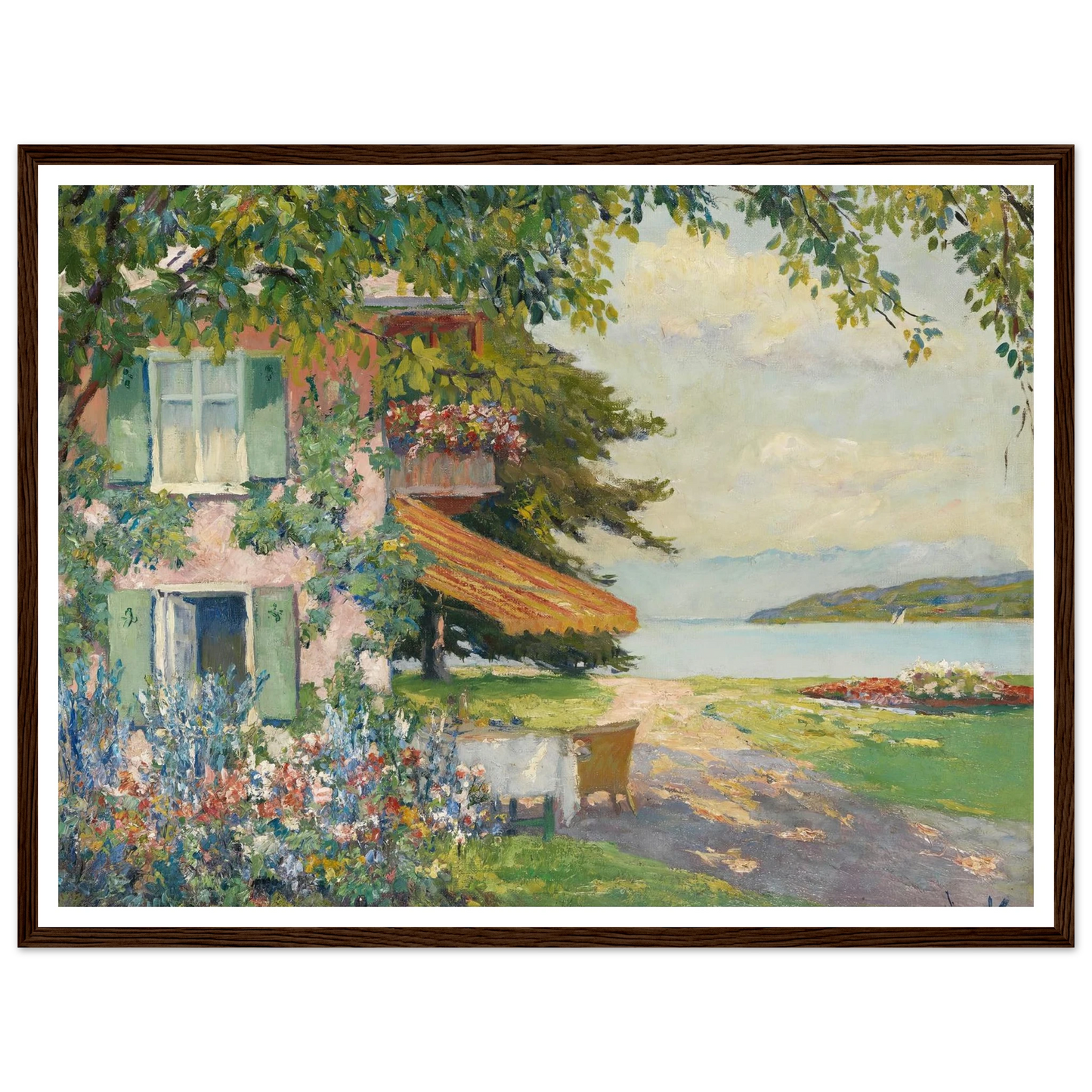 Spring Garden in Starnberg (1920) Art Print | Edward Cucuel - Framed Poster - 30x40 cm / 12x16″ - Black frame
