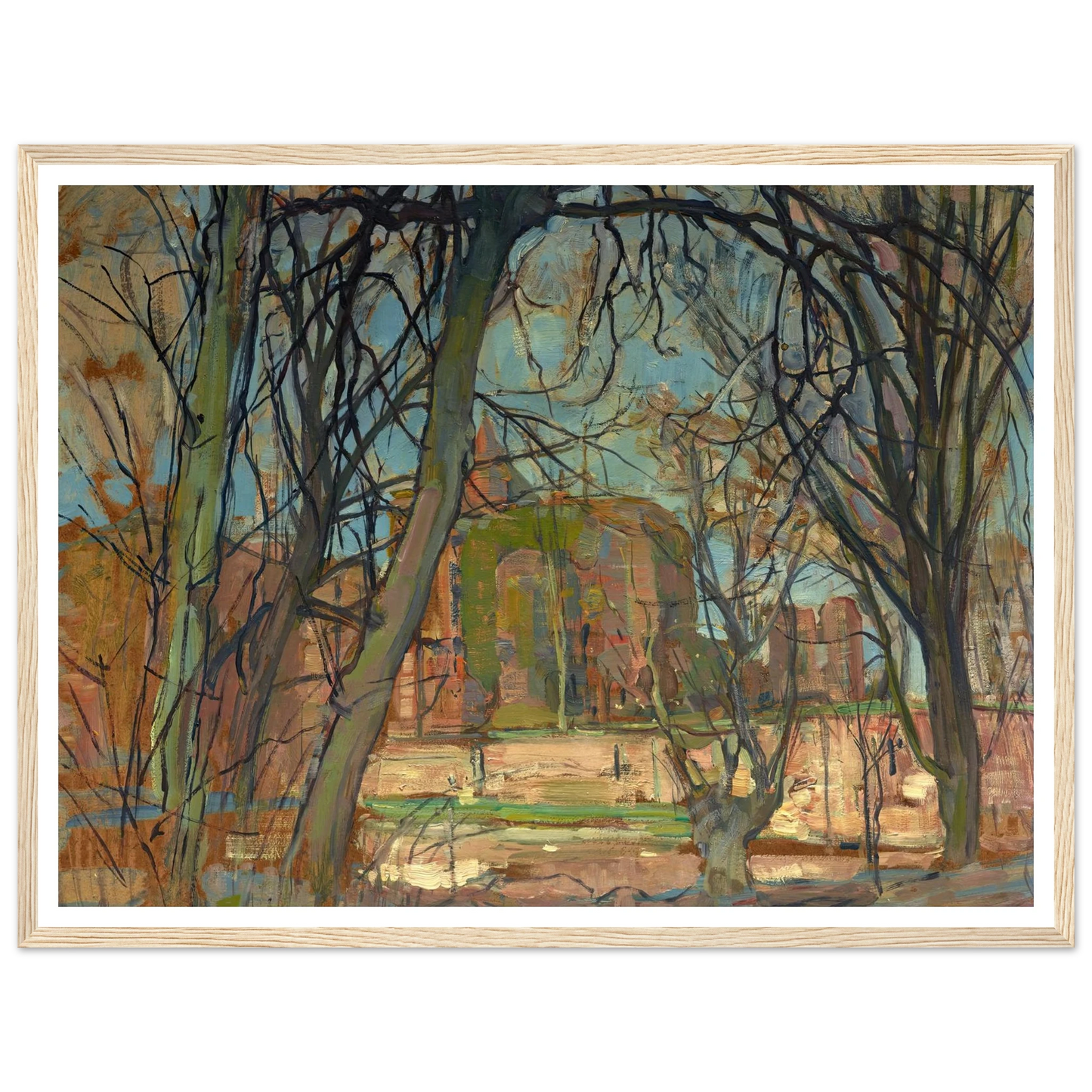 Spring Sun (Lentezon); Castle Ruin; Brederode (1900s) Art Print | Piet Mondrian - Framed Poster - 30x40 cm / 12x16″ - Black frame