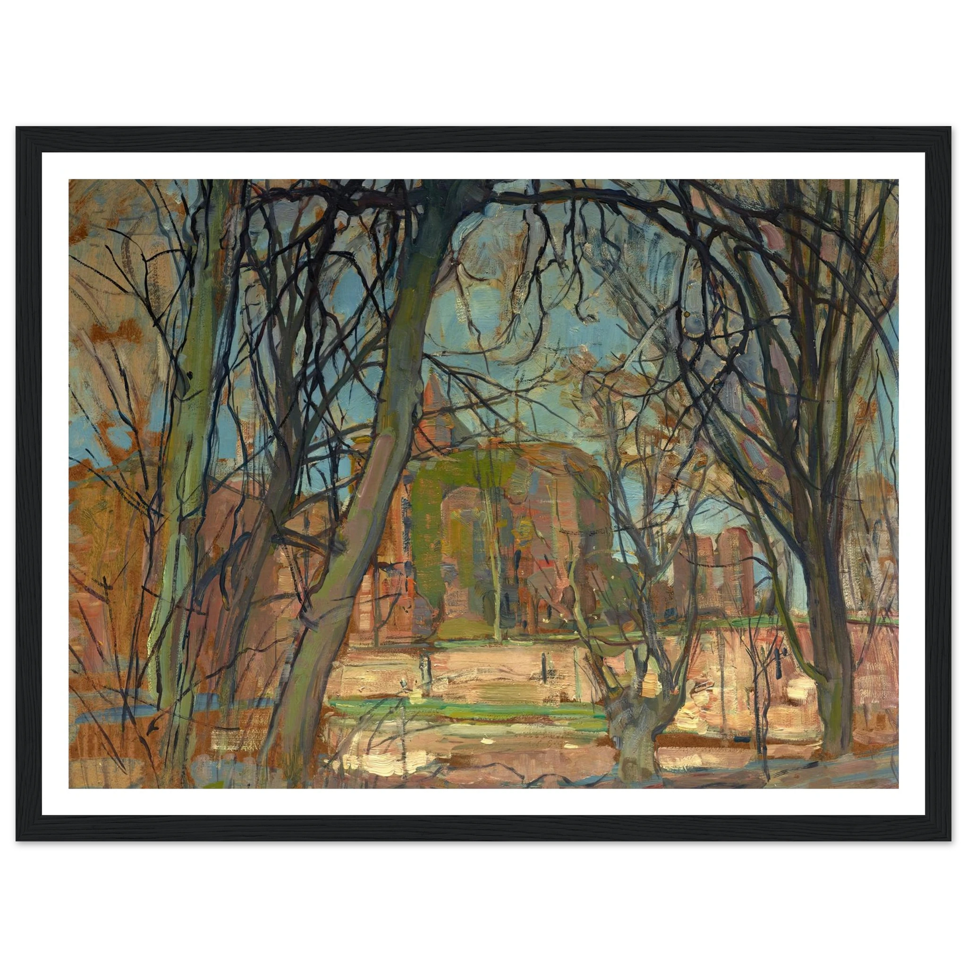 Spring Sun (Lentezon); Castle Ruin; Brederode (1900s) Art Print | Piet Mondrian - Framed Poster - 30x40 cm / 12x16″ - Black frame