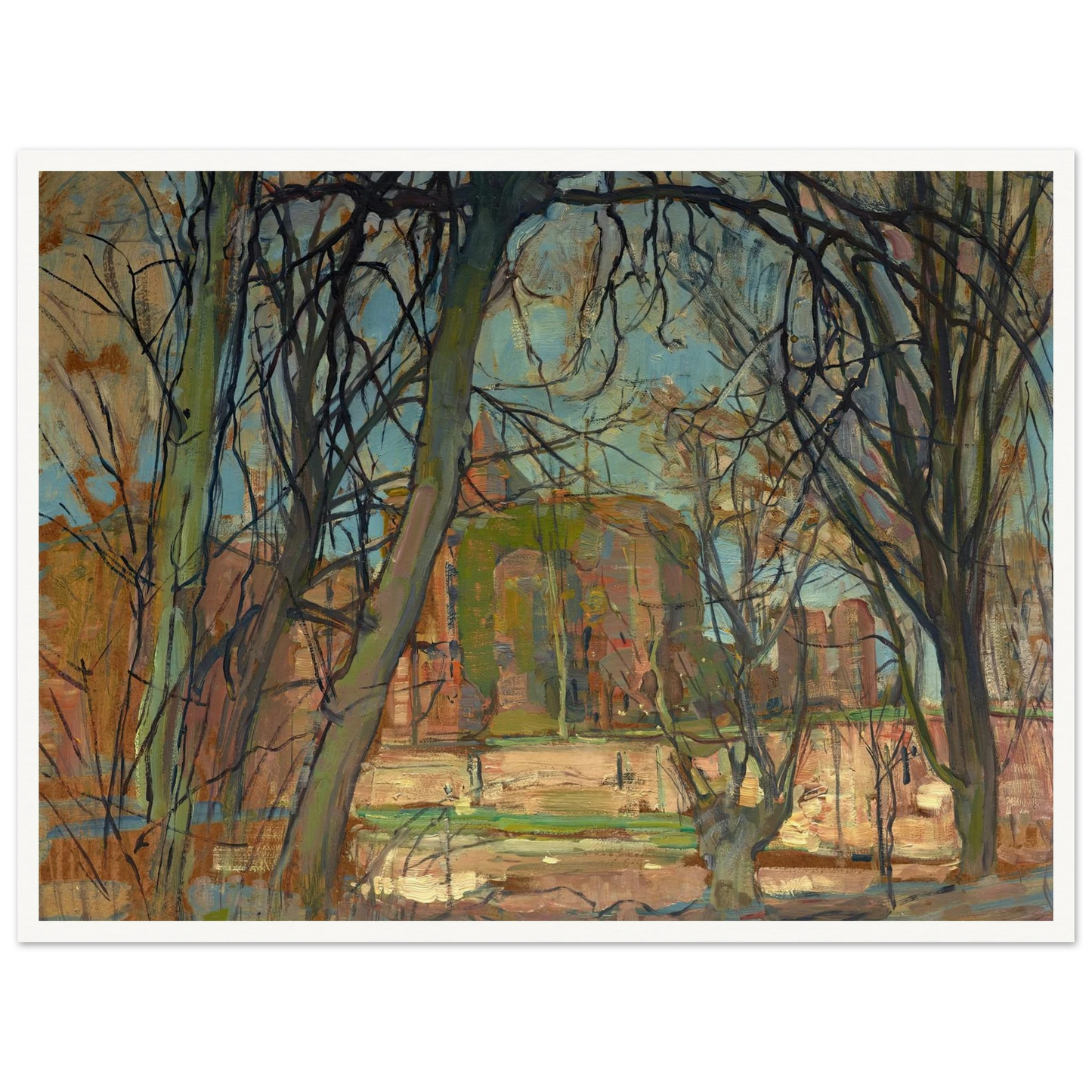 Spring Sun (Lentezon); Castle Ruin; Brederode (1900s) Art Print | Piet Mondrian - Framed Poster - 30x40 cm / 12x16″ - Black frame