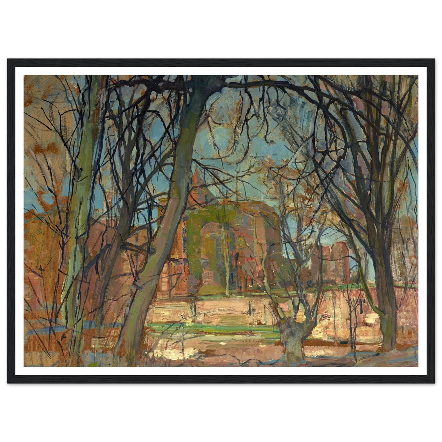 Spring Sun (Lentezon); Castle Ruin; Brederode (1900s) Art Print | Piet Mondrian - Framed Poster - 30x40 cm / 12x16″ - Black frame