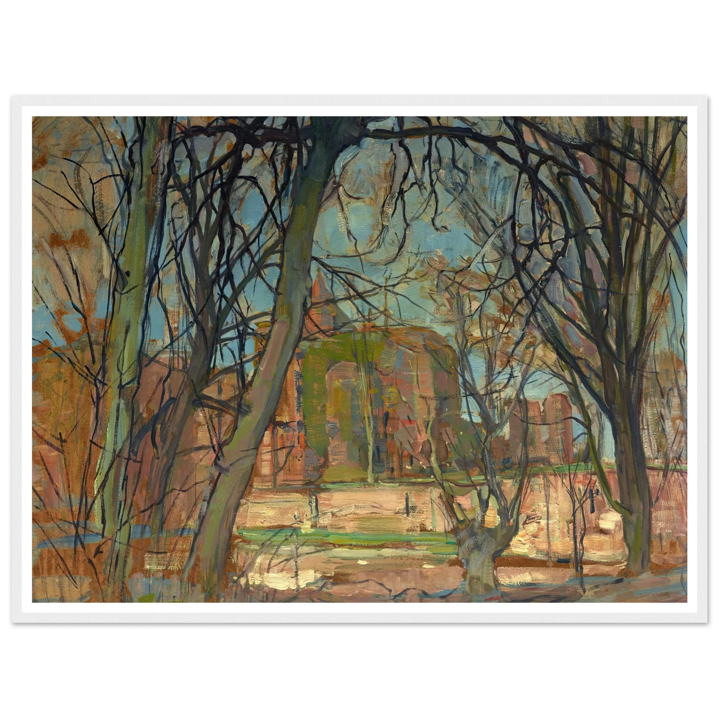 Spring Sun (Lentezon); Castle Ruin; Brederode (1900s) Art Print | Piet Mondrian - Framed Poster - 30x40 cm / 12x16″ - Black frame