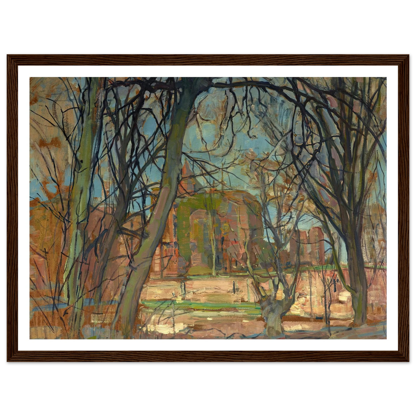 Spring Sun (Lentezon); Castle Ruin; Brederode (1900s) Art Print | Piet Mondrian - Framed Poster - 30x40 cm / 12x16″ - Black frame