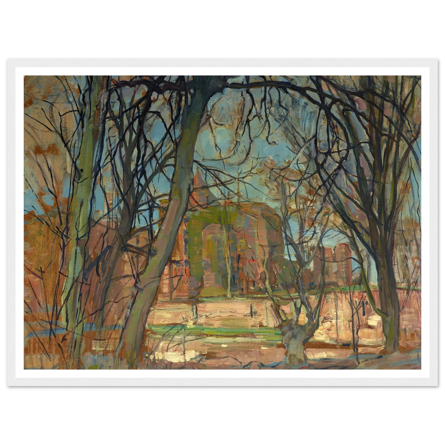 Spring Sun (Lentezon); Castle Ruin; Brederode (1900s) Art Print | Piet Mondrian - Framed Poster - 30x40 cm / 12x16″ - Black frame