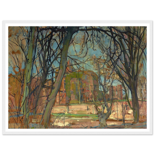 Spring Sun (Lentezon); Castle Ruin; Brederode (1900s) Art Print | Piet Mondrian - Framed Poster - 30x40 cm / 12x16″ - Black frame