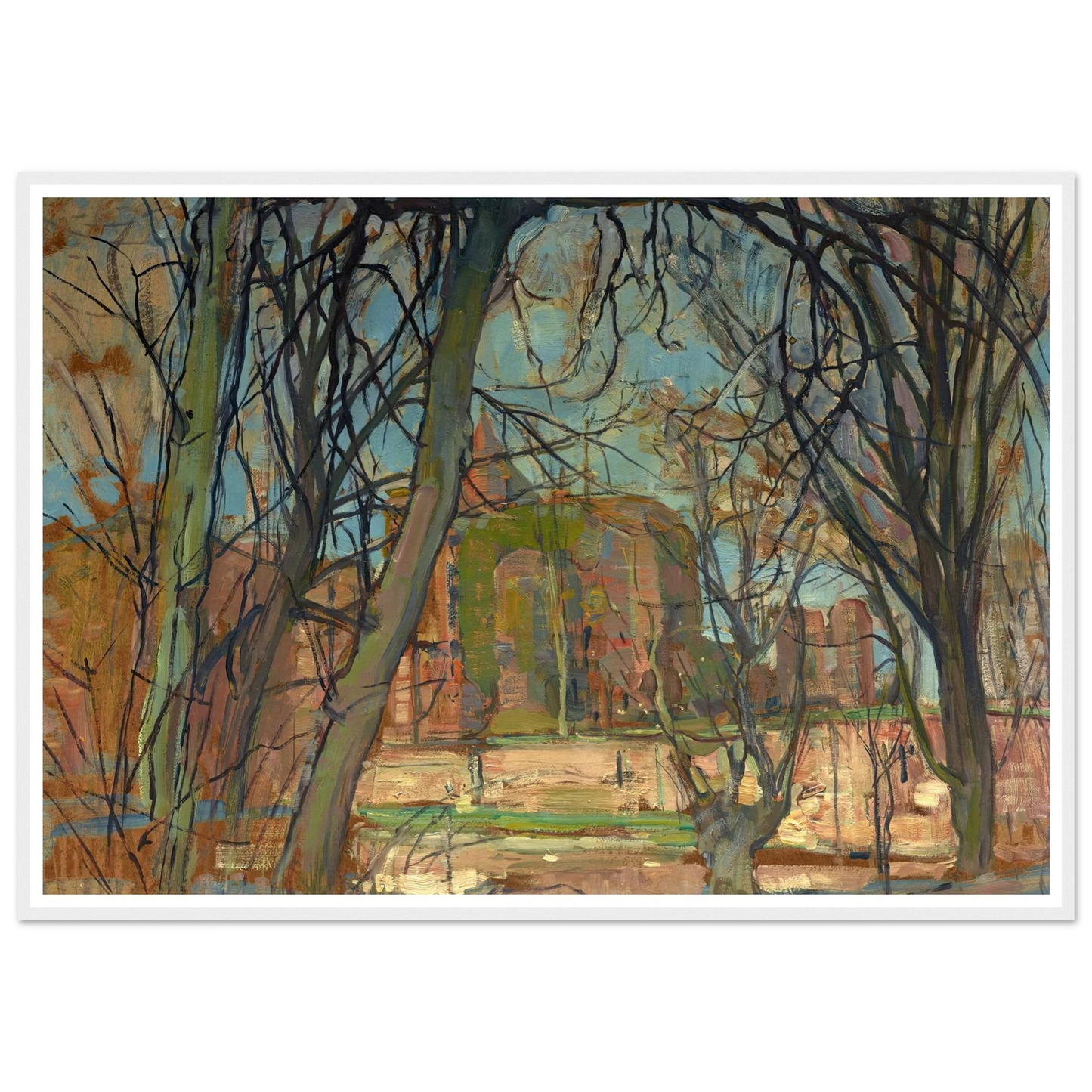 Spring Sun (Lentezon); Castle Ruin; Brederode (1900s) Art Print | Piet Mondrian - Framed Poster - 30x40 cm / 12x16″ - Black frame