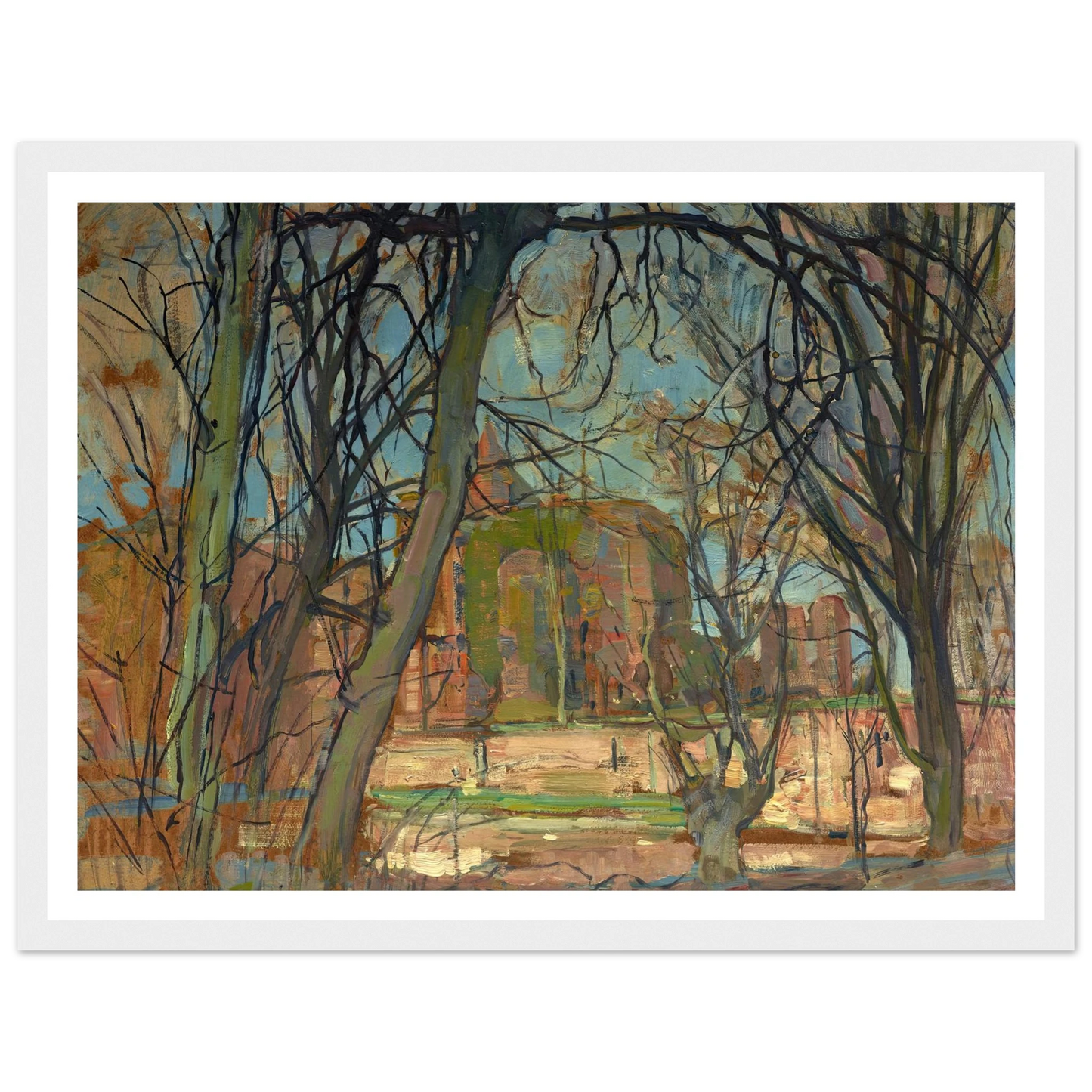 Spring Sun (Lentezon); Castle Ruin; Brederode (1900s) Art Print | Piet Mondrian - Framed Poster - 30x40 cm / 12x16″ - Black frame
