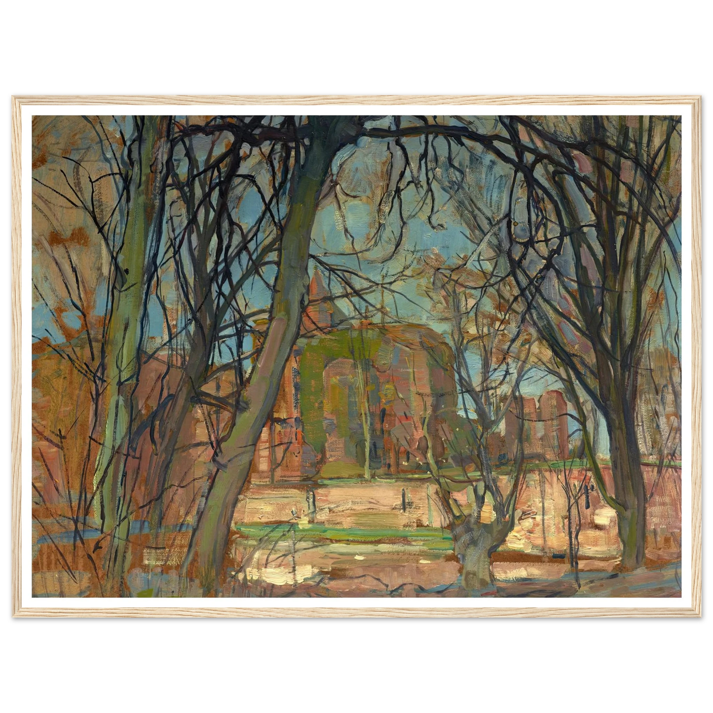 Spring Sun (Lentezon); Castle Ruin; Brederode (1900s) Art Print | Piet Mondrian - Framed Poster - 30x40 cm / 12x16″ - Black frame