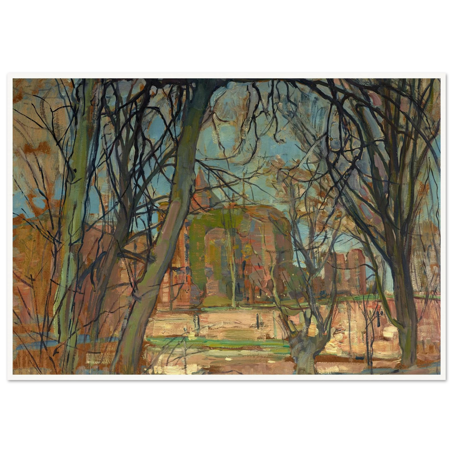 Spring Sun (Lentezon); Castle Ruin; Brederode (1900s) Art Print | Piet Mondrian - Framed Poster - 30x40 cm / 12x16″ - Black frame
