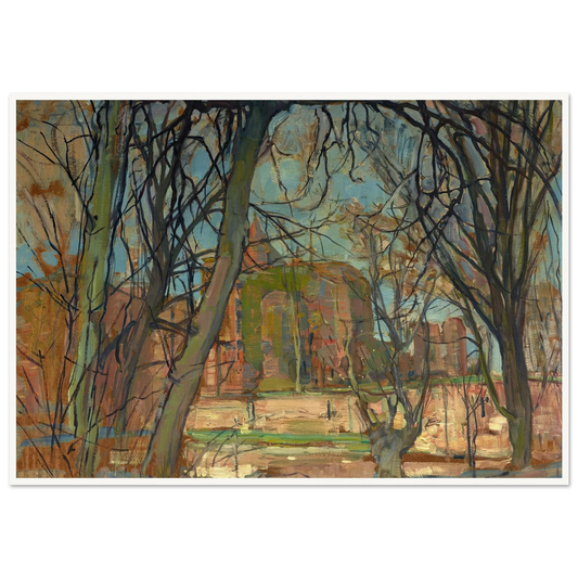 Spring Sun (Lentezon); Castle Ruin; Brederode (1900s) Art Print | Piet Mondrian - Framed Poster - 30x40 cm / 12x16″ - Black frame