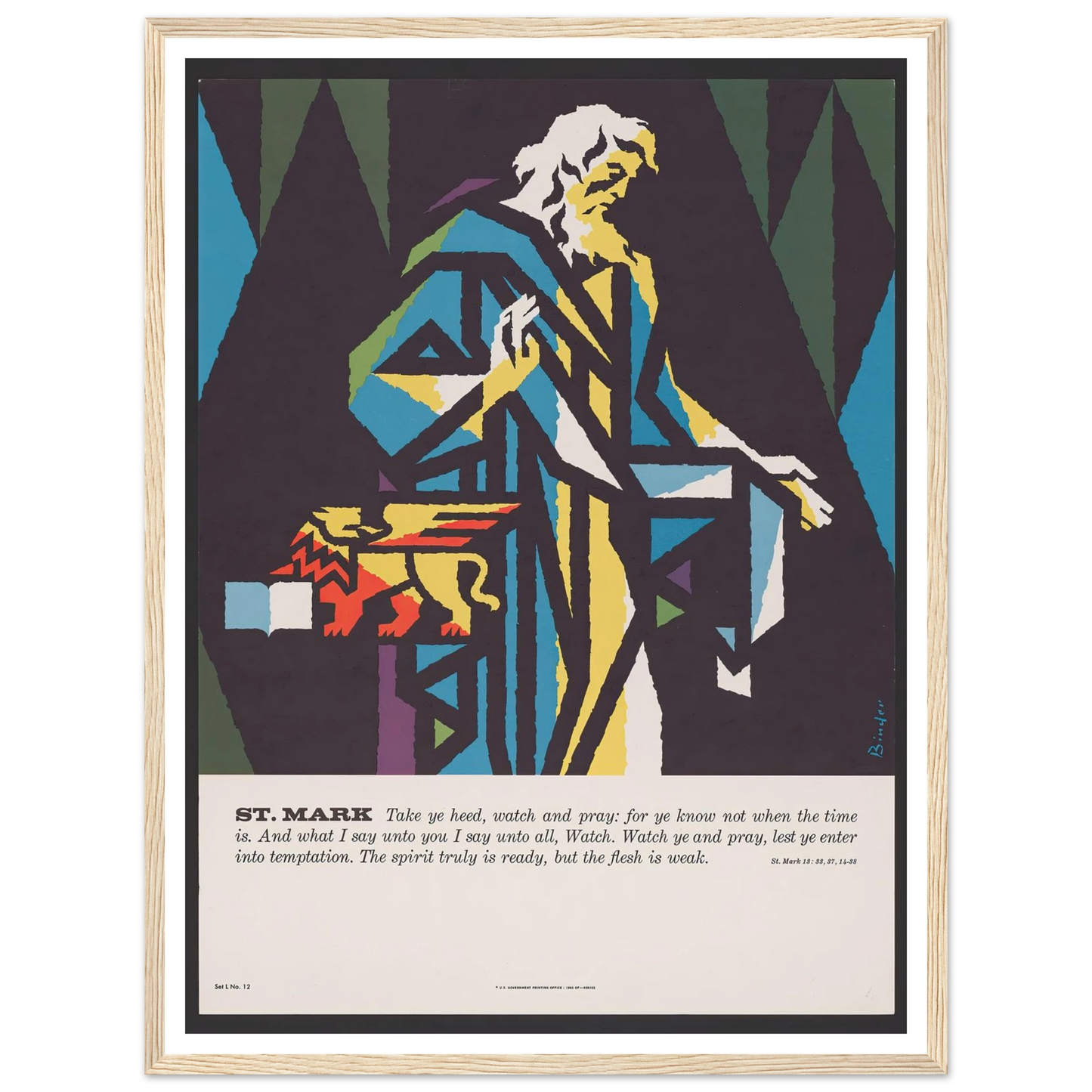 St. Mark (1962) Art Print | Joseph Binder - Framed Poster - 30x40 cm / 12x16″ - Black frame