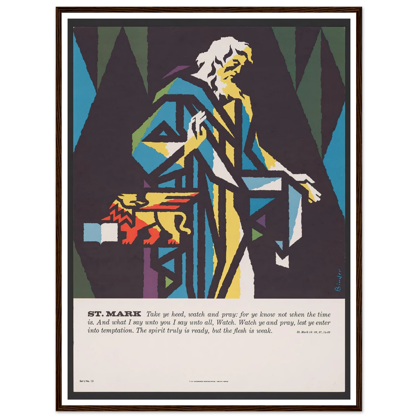 St. Mark (1962) Art Print | Joseph Binder - Framed Poster - 30x40 cm / 12x16″ - Black frame