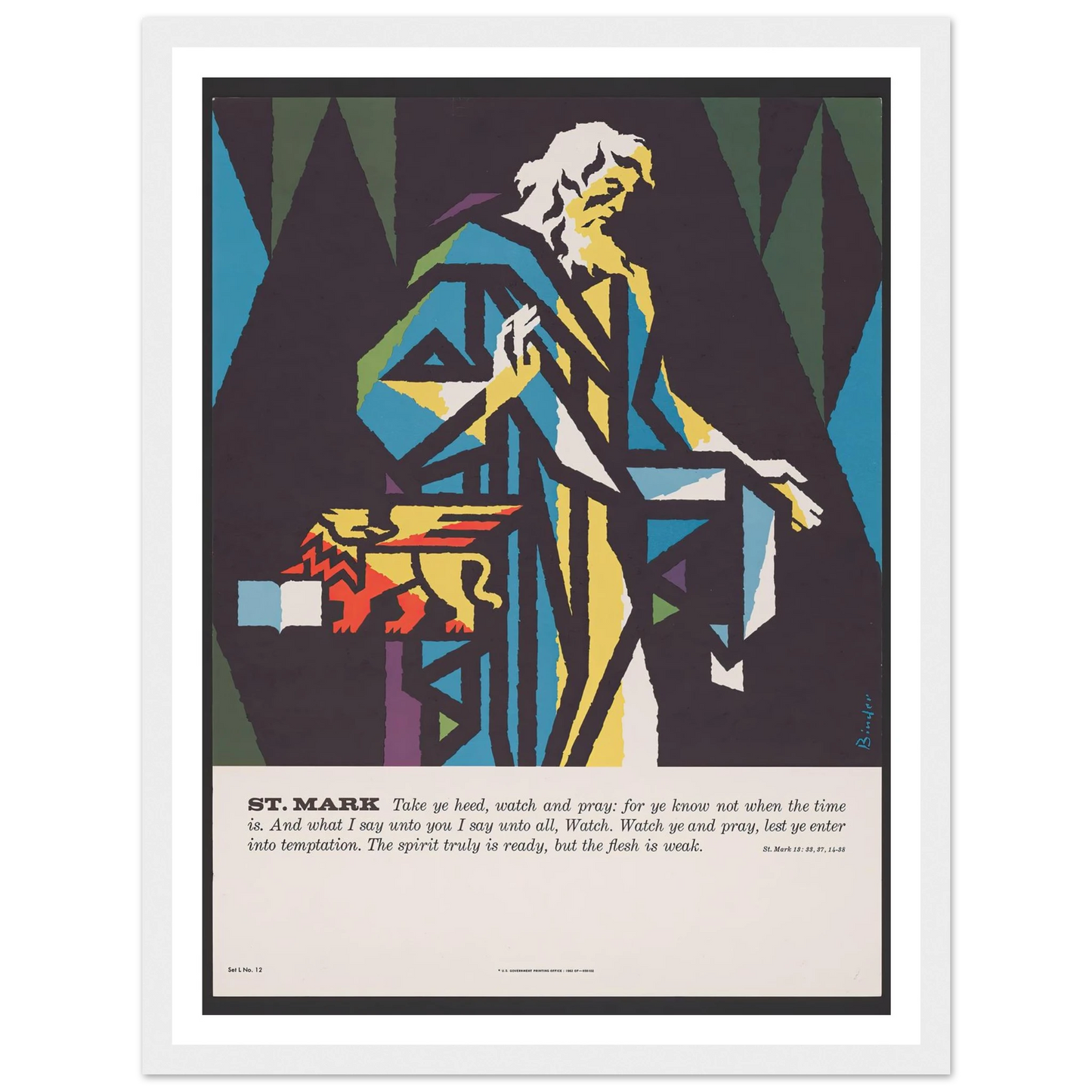 St. Mark (1962) Art Print | Joseph Binder - Framed Poster - 30x40 cm / 12x16″ - Black frame