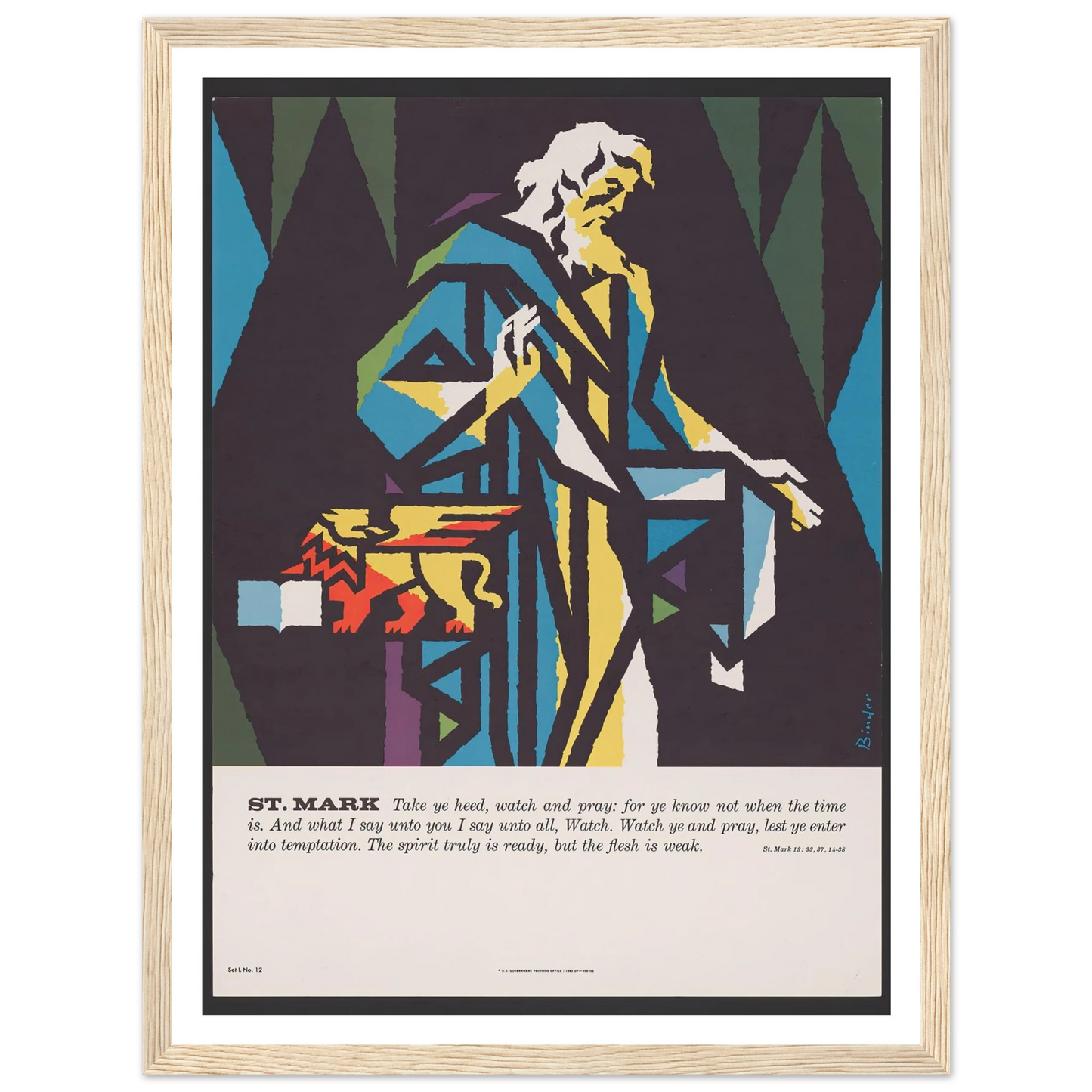 St. Mark (1962) Art Print | Joseph Binder - Framed Poster - 30x40 cm / 12x16″ - Black frame