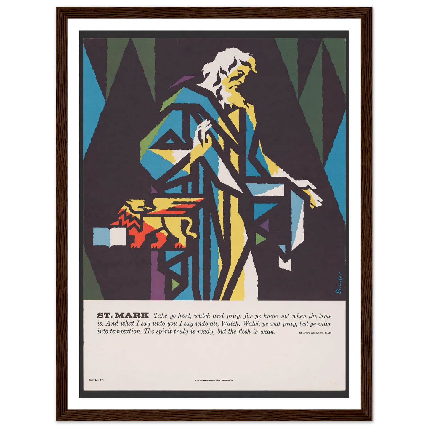 St. Mark (1962) Art Print | Joseph Binder - Framed Poster - 30x40 cm / 12x16″ - Black frame