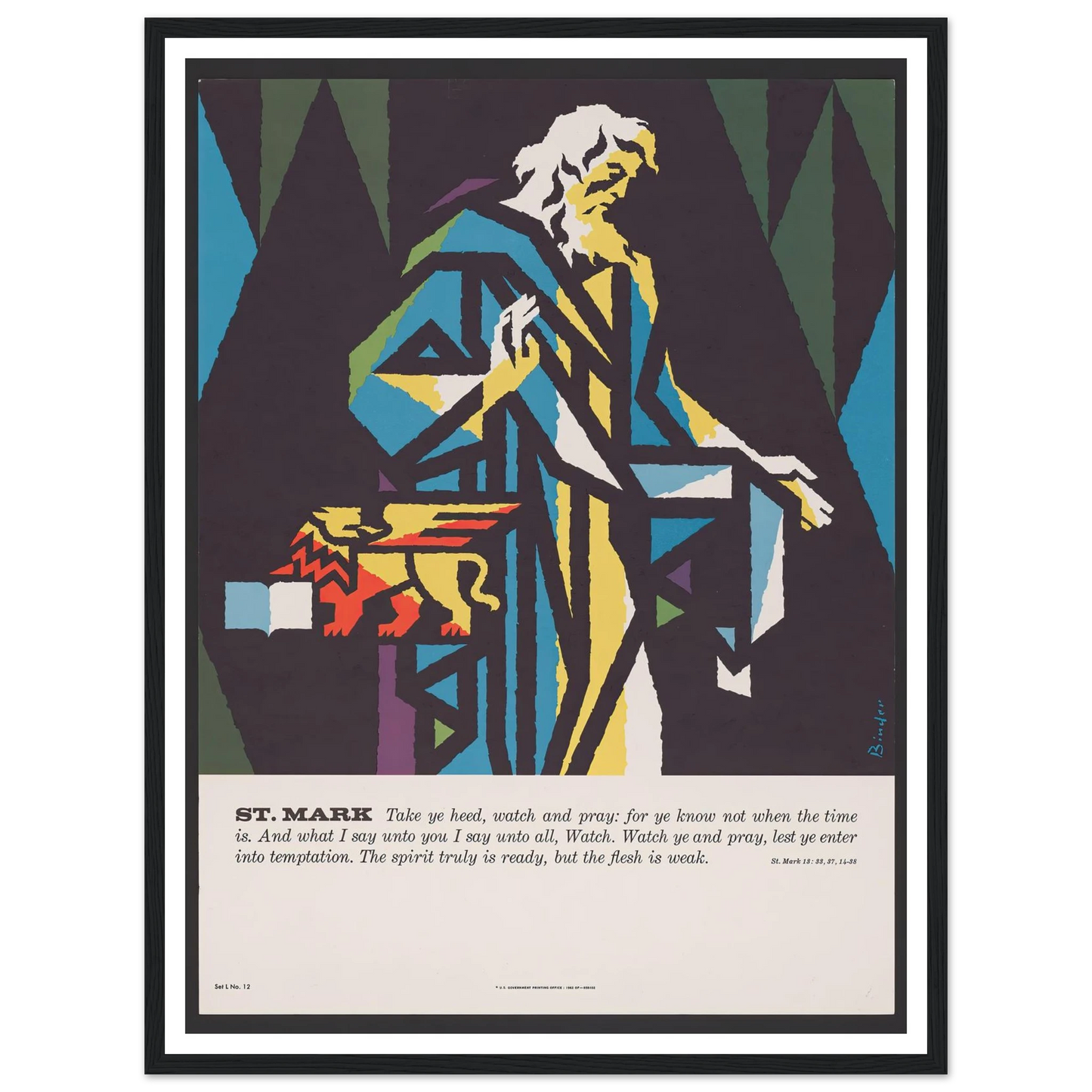 St. Mark (1962) Art Print | Joseph Binder - Framed Poster - 30x40 cm / 12x16″ - Black frame