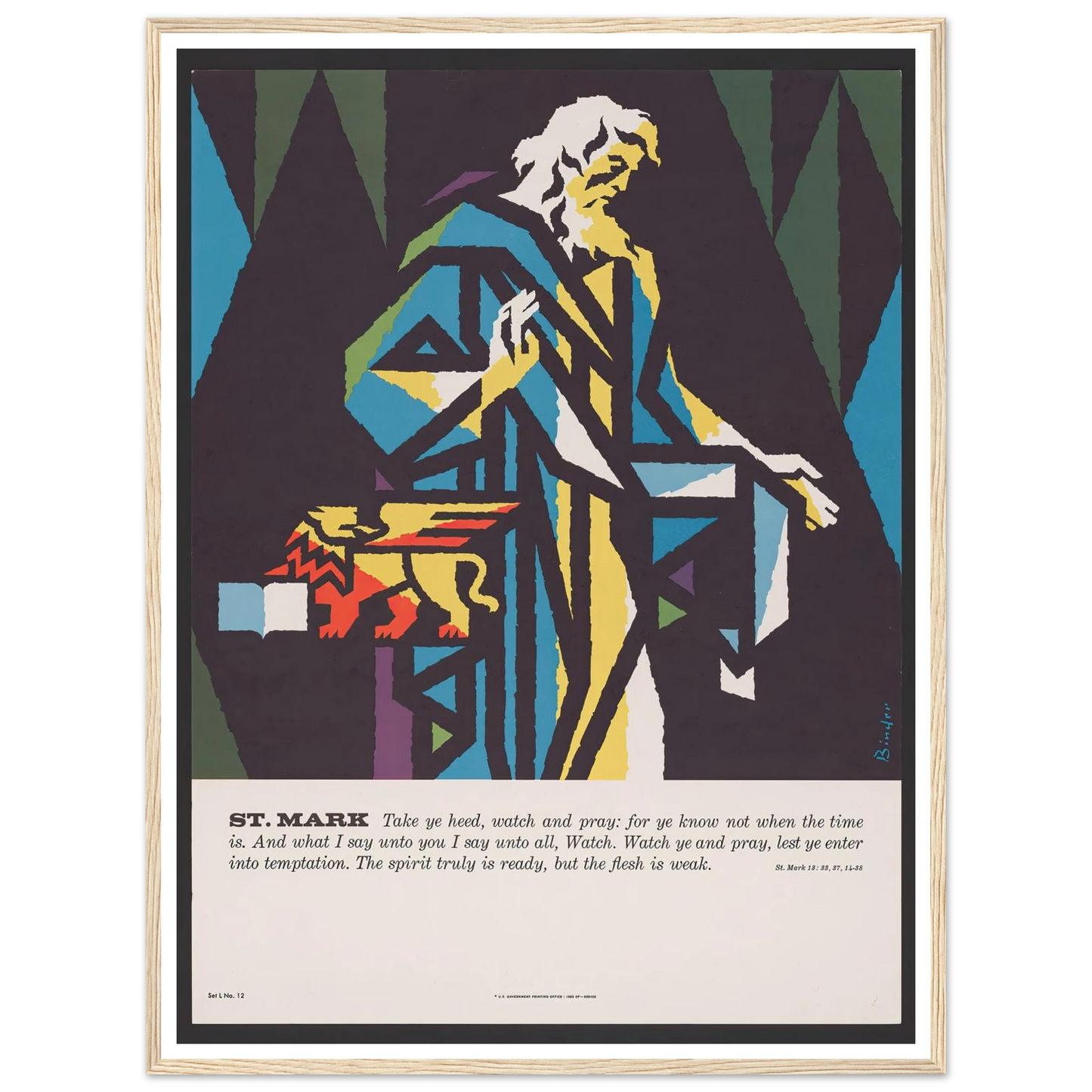 St. Mark (1962) Art Print | Joseph Binder - Framed Poster - 30x40 cm / 12x16″ - Black frame