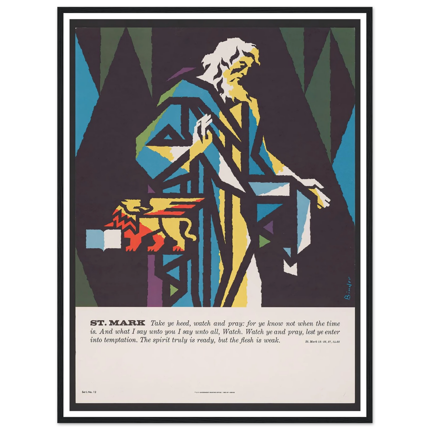 St. Mark (1962) Art Print | Joseph Binder - Framed Poster - 30x40 cm / 12x16″ - Black frame