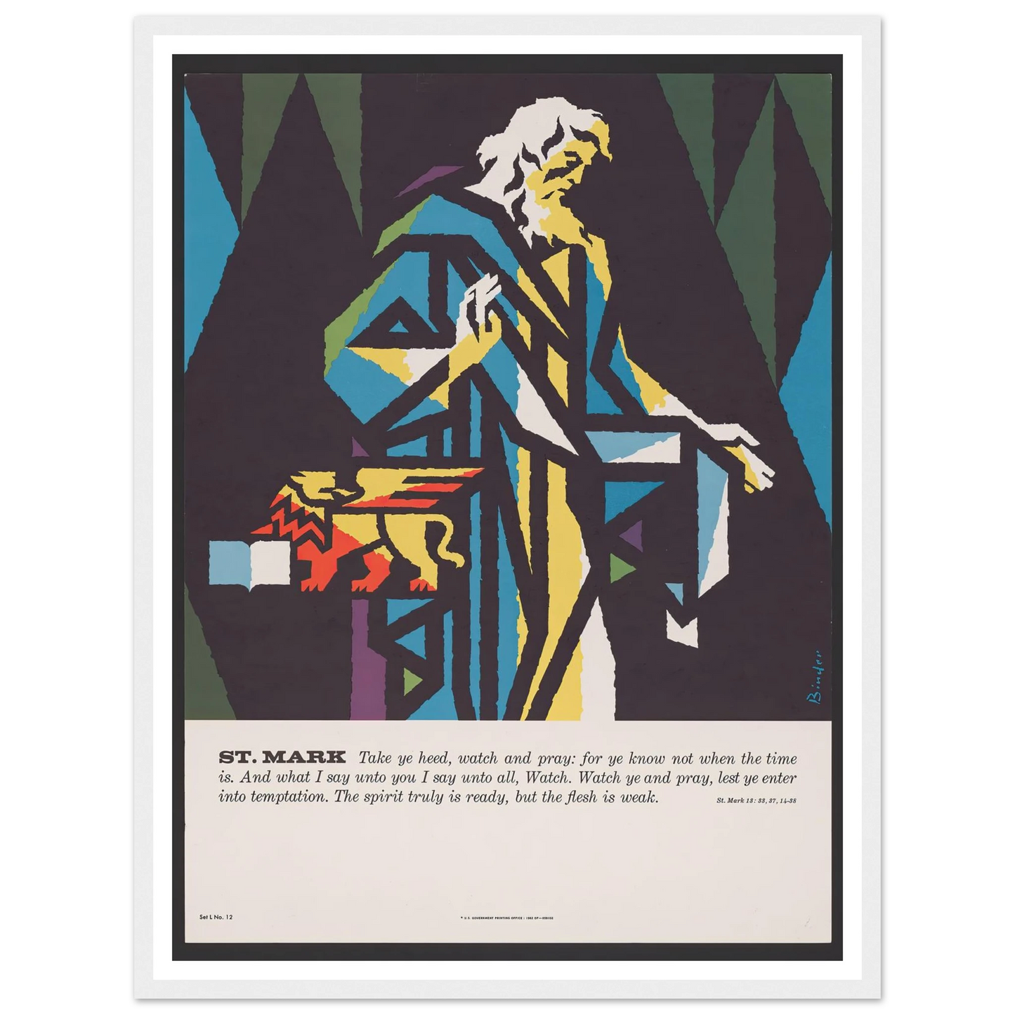 St. Mark (1962) Art Print | Joseph Binder - Framed Poster - 30x40 cm / 12x16″ - Black frame