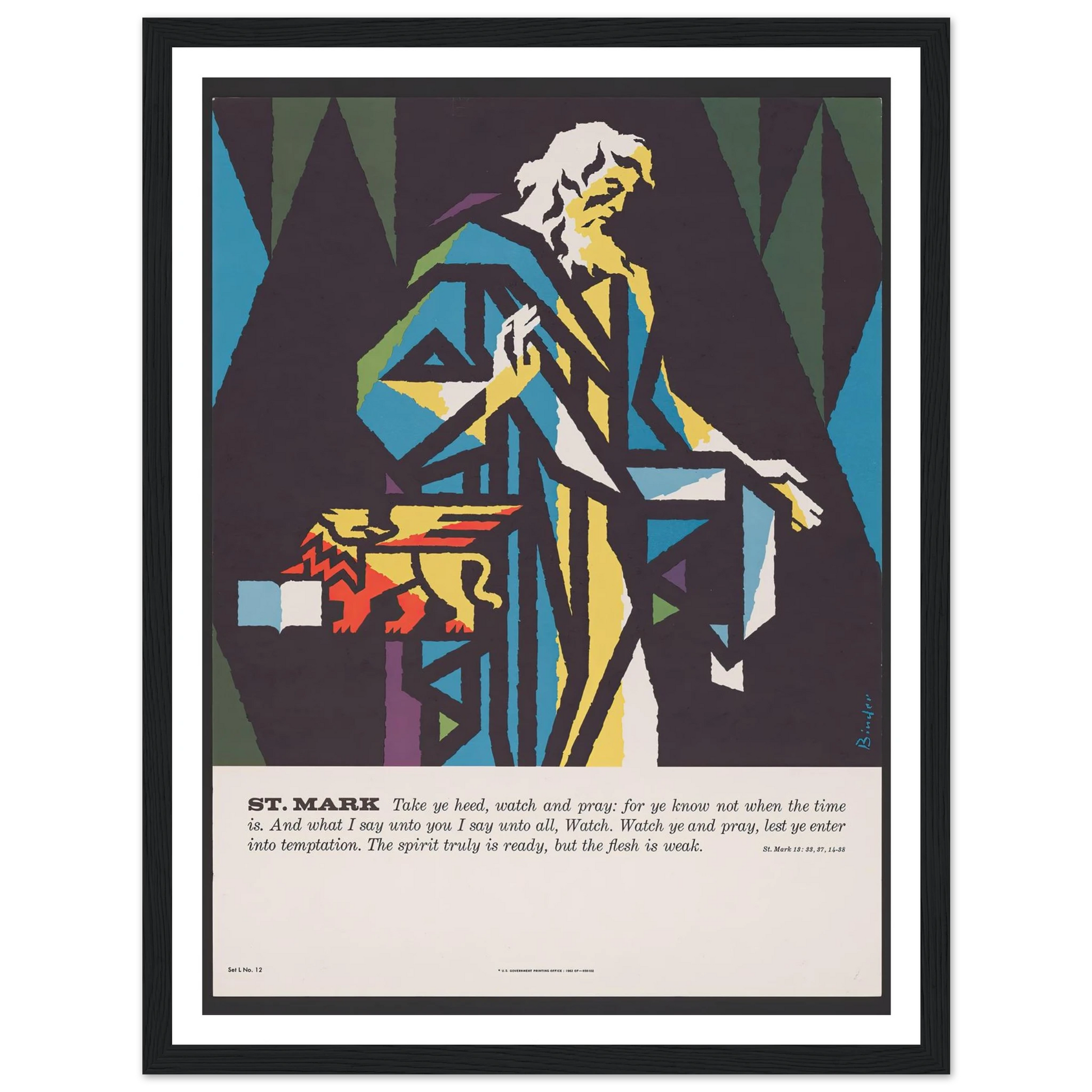 St. Mark (1962) Art Print | Joseph Binder - Framed Poster - 30x40 cm / 12x16″ - Black frame