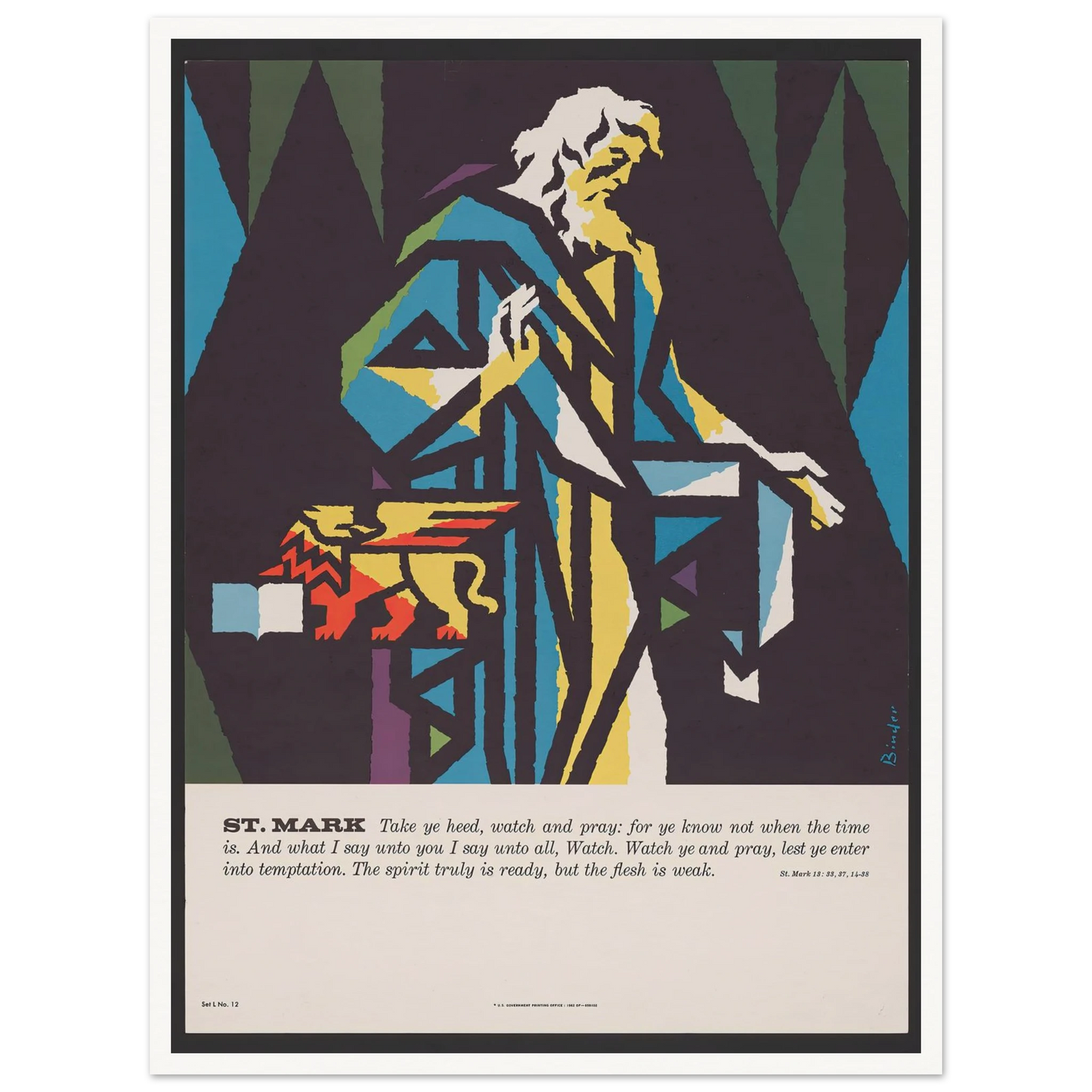 St. Mark (1962) Art Print | Joseph Binder - Framed Poster - 30x40 cm / 12x16″ - Black frame