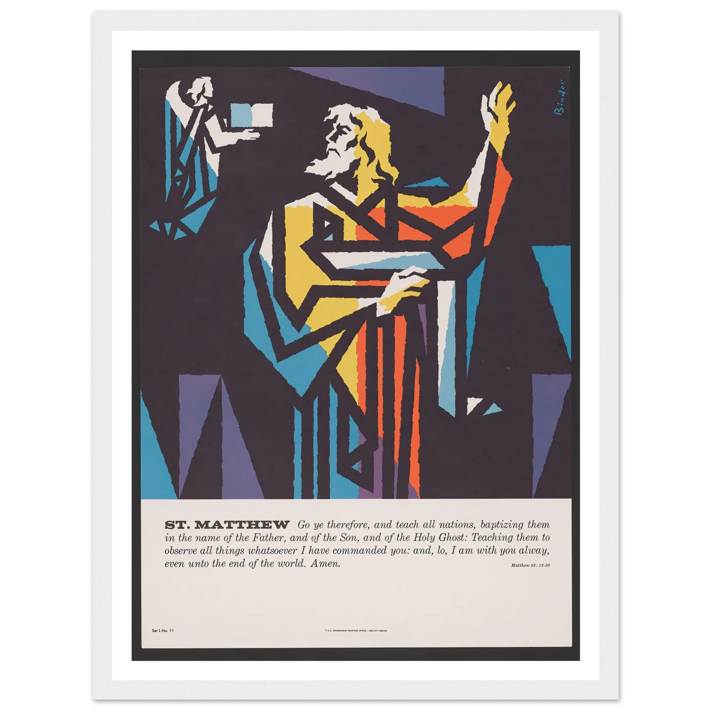 St. Matthew (1962) Art Print | Joseph Binder - Framed Poster - 30x40 cm / 12x16″ - Black frame
