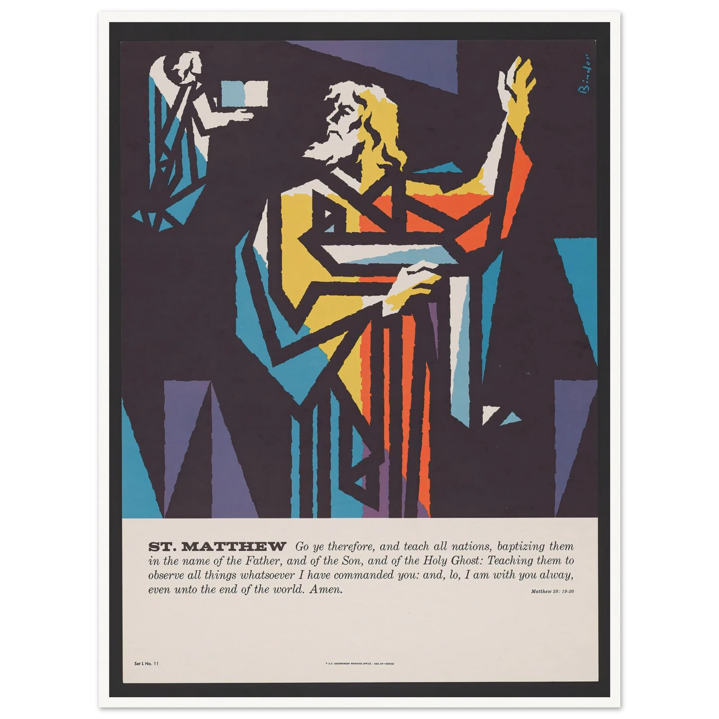 St. Matthew (1962) Art Print | Joseph Binder - Framed Poster - 30x40 cm / 12x16″ - Black frame