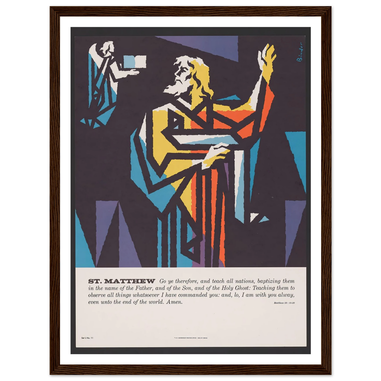 St. Matthew (1962) Art Print | Joseph Binder - Framed Poster - 30x40 cm / 12x16″ - Black frame
